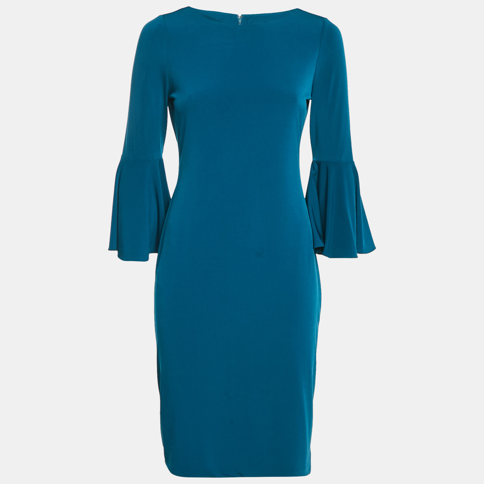 Pre-owned Calvin Klein Blue Jersey Bell Sleeve Short Dress S