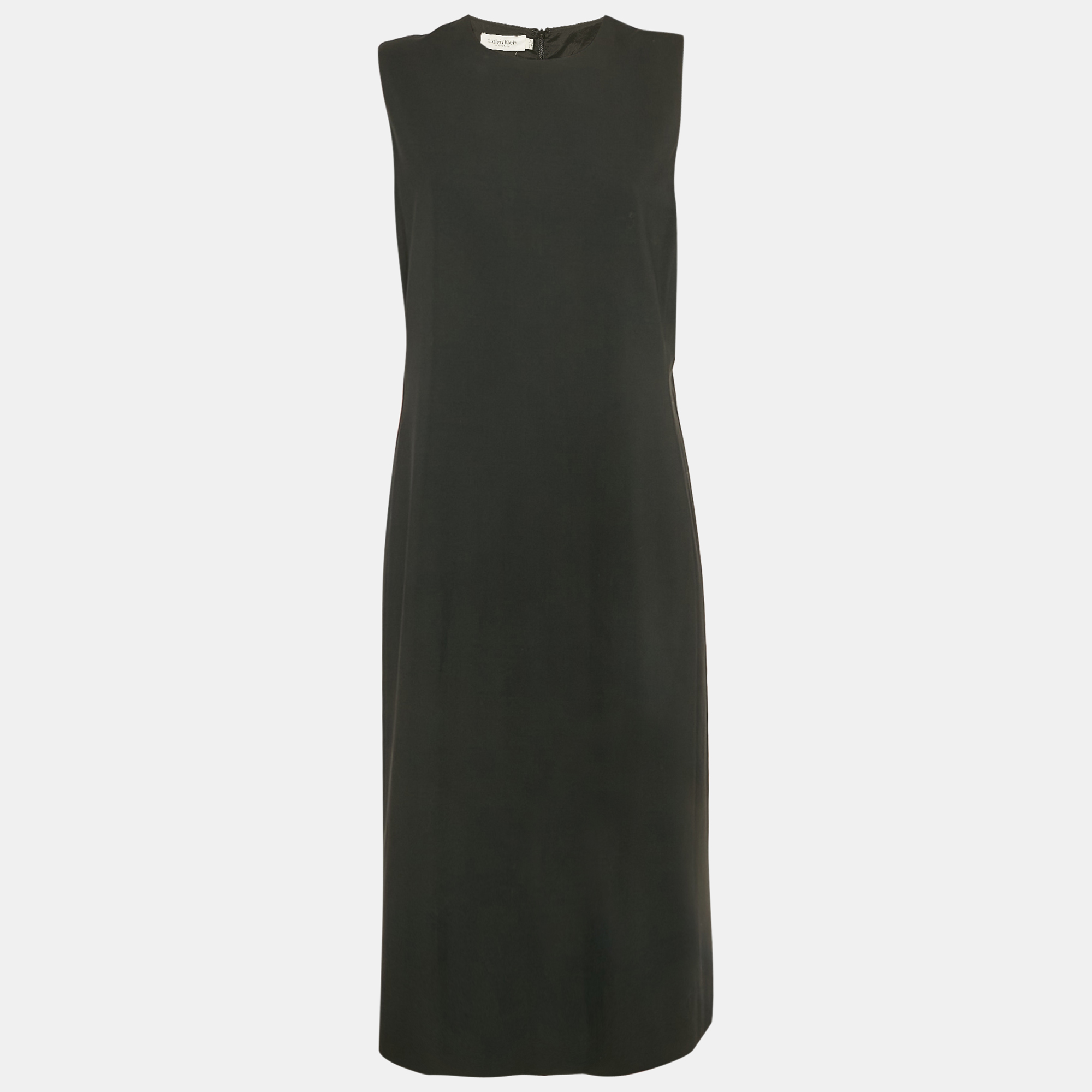 

Calvin Klein Black Wool Sleeveless Sheath Dress L