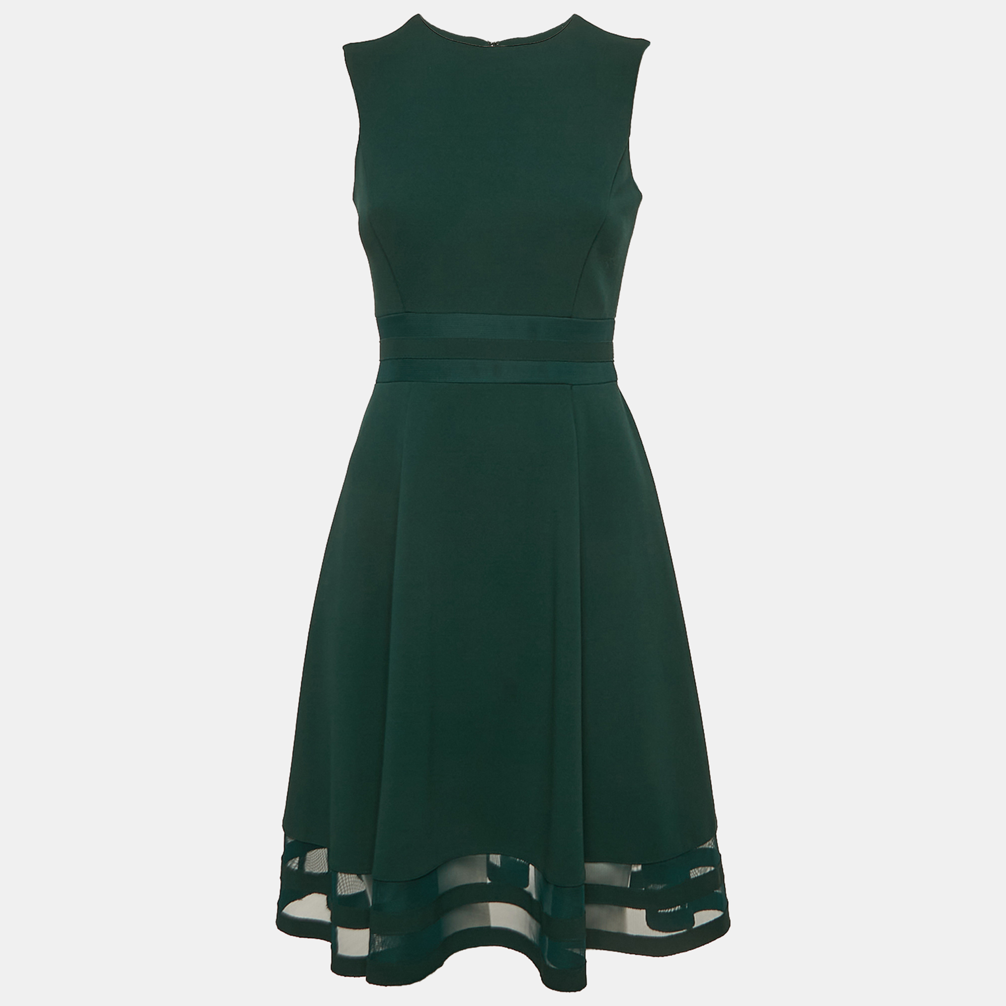 

Calvin Klein Green Tulle and Crepe Short Dress S