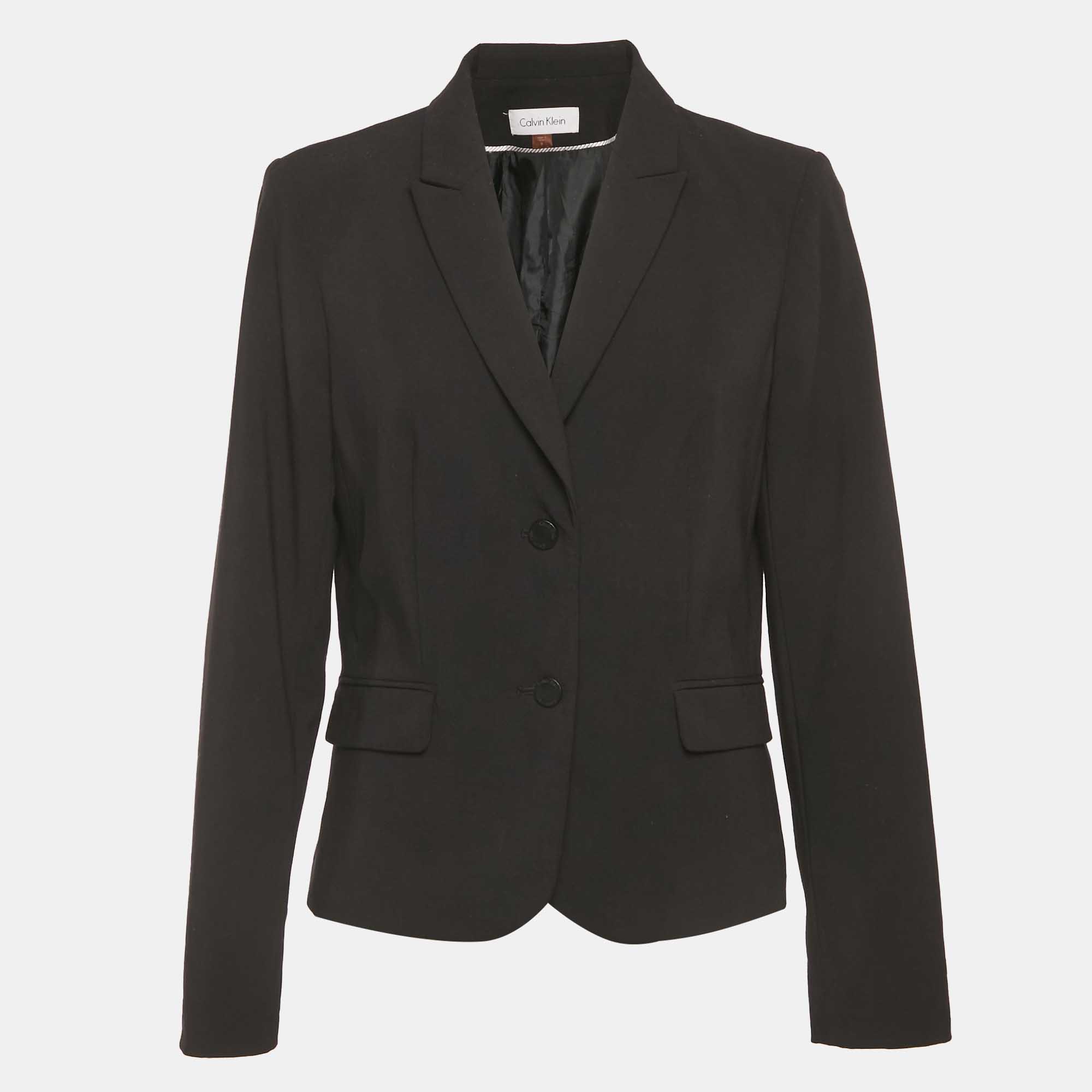 

Calvin Klein Black Crepe Single Breasted Blazer M