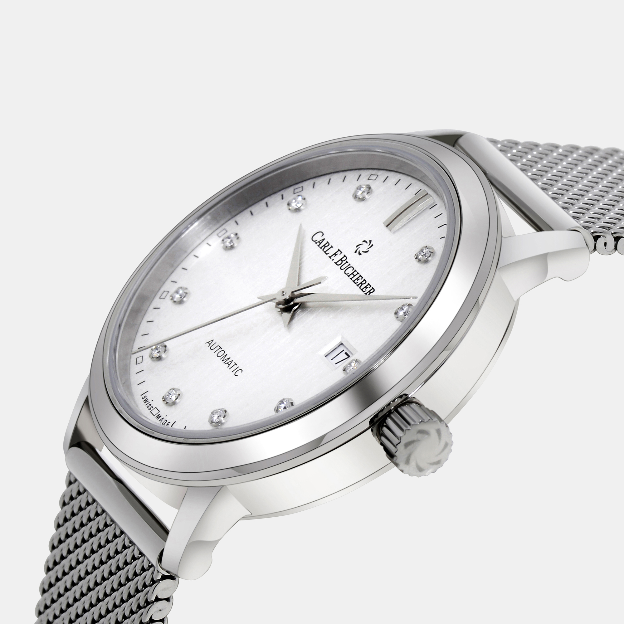 

Carl F. Bucherer Adamavi Date Diamond Stainless Steel Women's Automatic Watch 00.10320.08.17.21, Silver