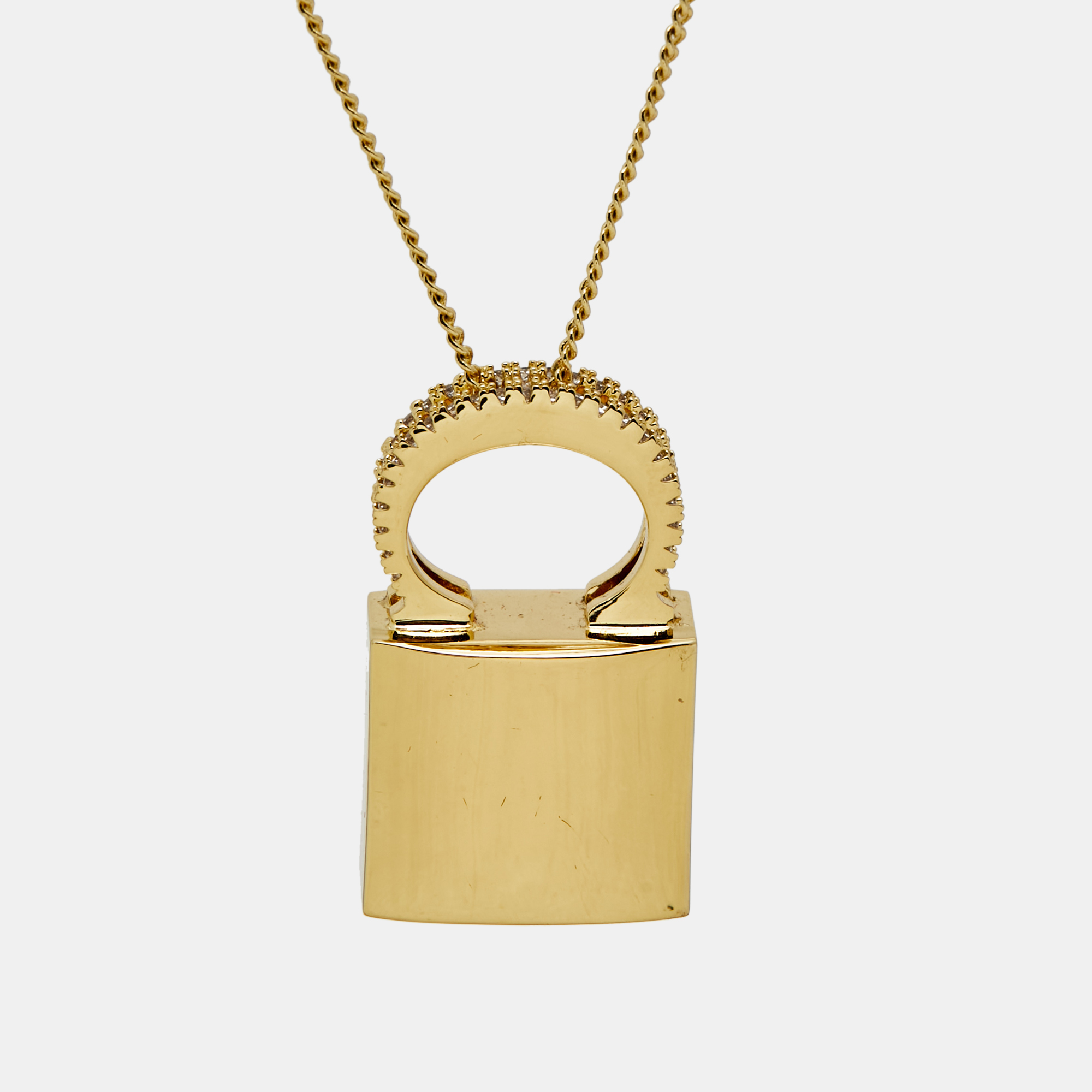 

Carolina Herrera Lock Crystals Gold Tone Chain Necklace