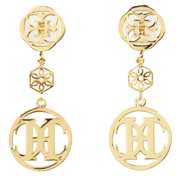 Pre Owned Carolina Herrera Gold Tone Pendant Earrings