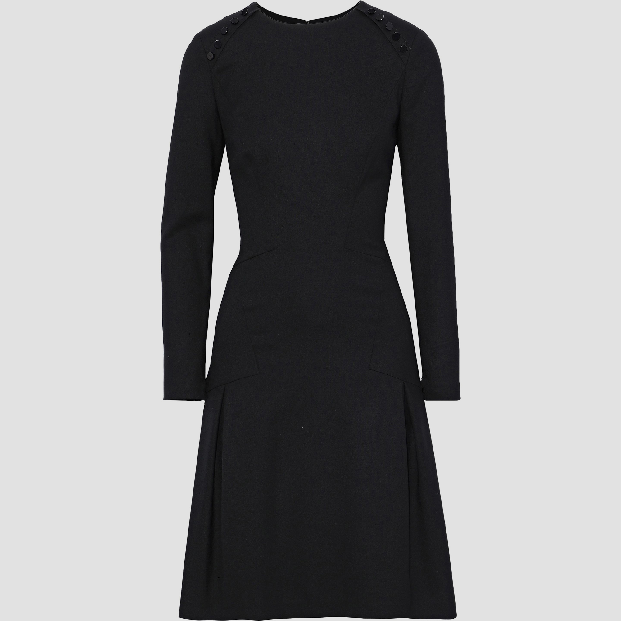 Pre-owned Carolina Herrera Virgin Wool Knee Length Dress 10 In Black