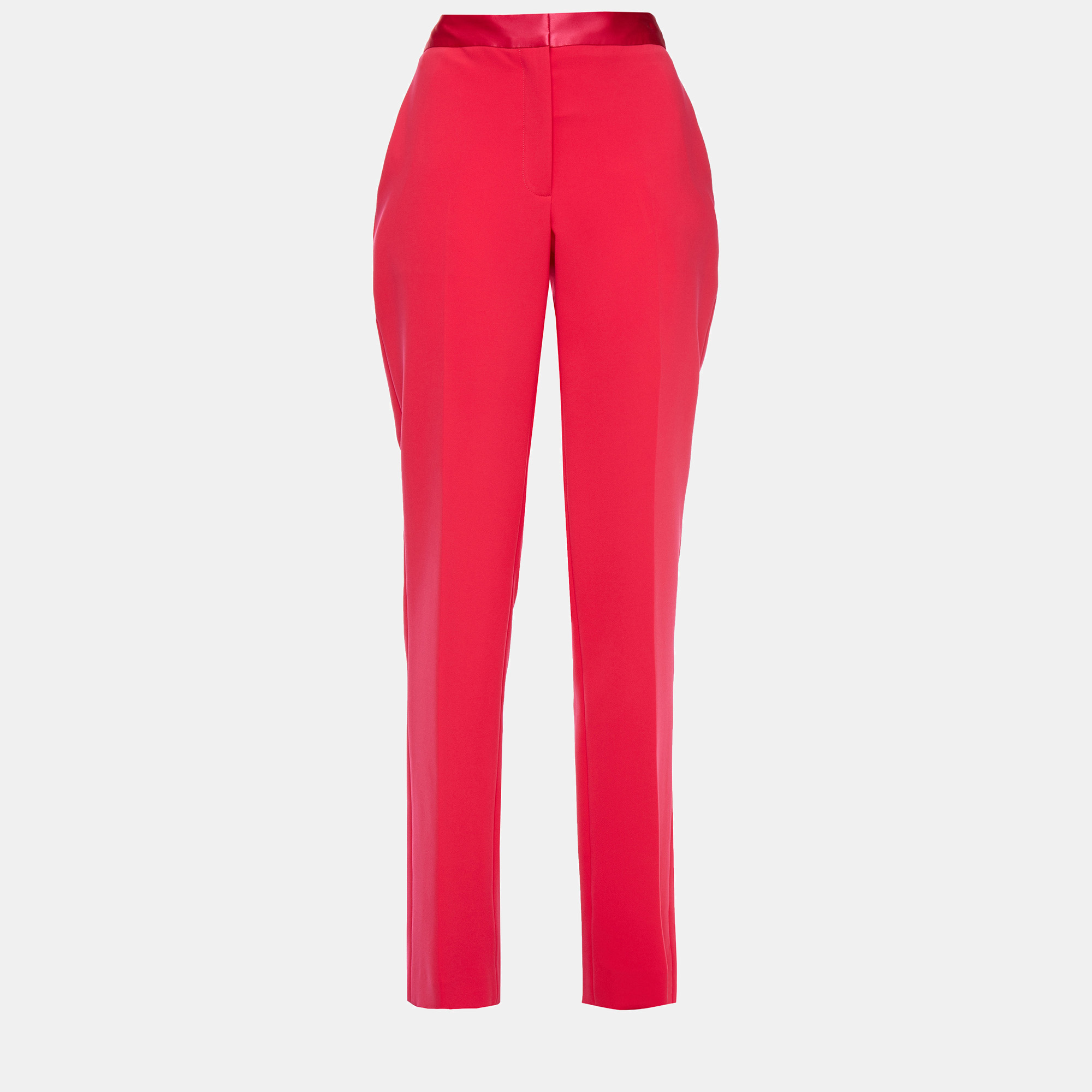 Pre-owned Carolina Herrera Hot Pink Crepe Straight Leg Pants L (us 12)