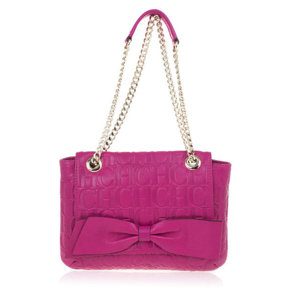 Pre Owned Carolina Herrera ‘Holly’ Fuschia Monogram Embossed Bag