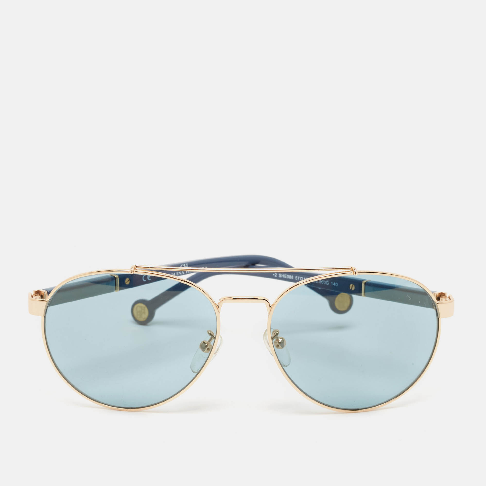 

Carolina Herrera Blue/Gold SHE088 Aviator Sunglasses