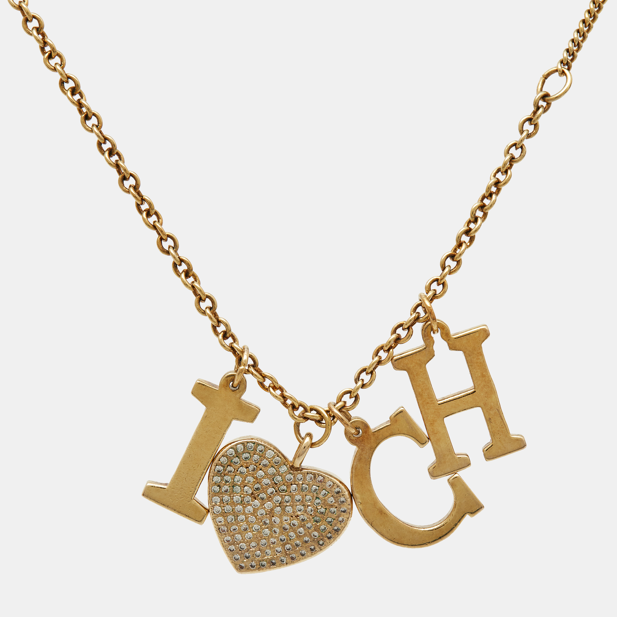 Carolina Herrera CH Crystals Gold Tone Bracelet 