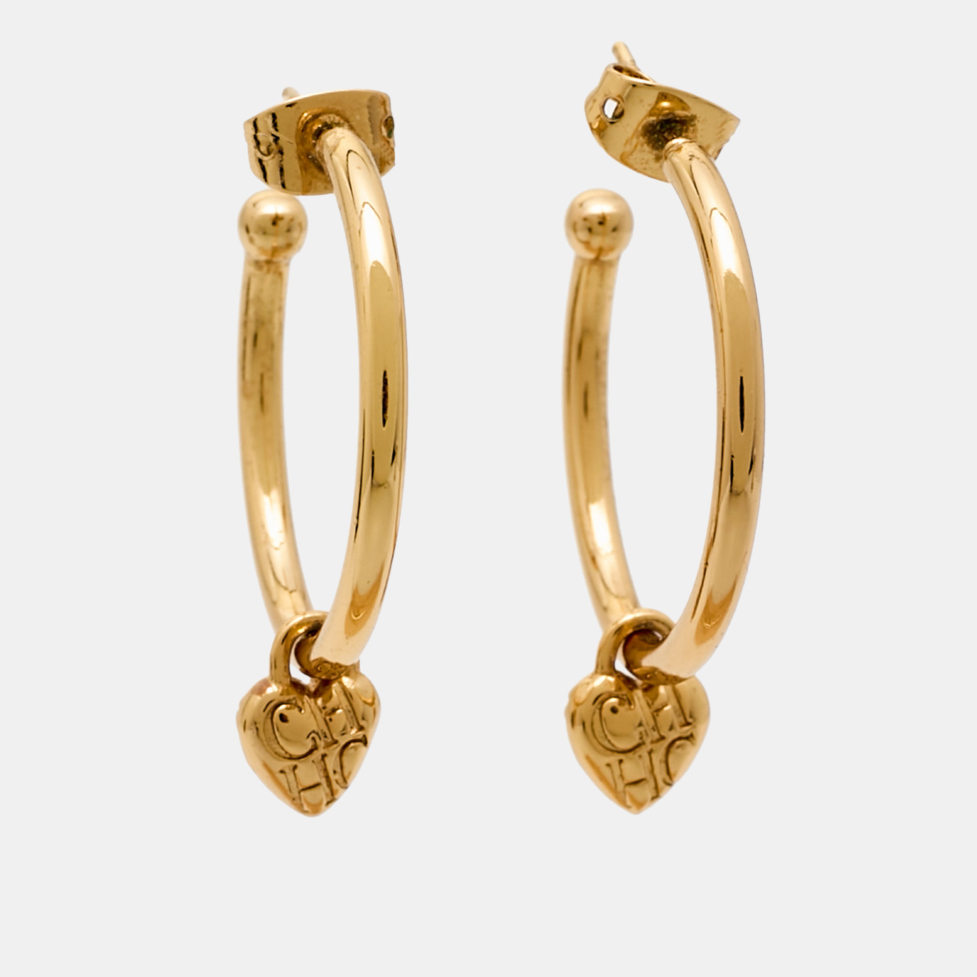 

Carolina Herrera CH Crystals Gold Tone Hoop Earrings