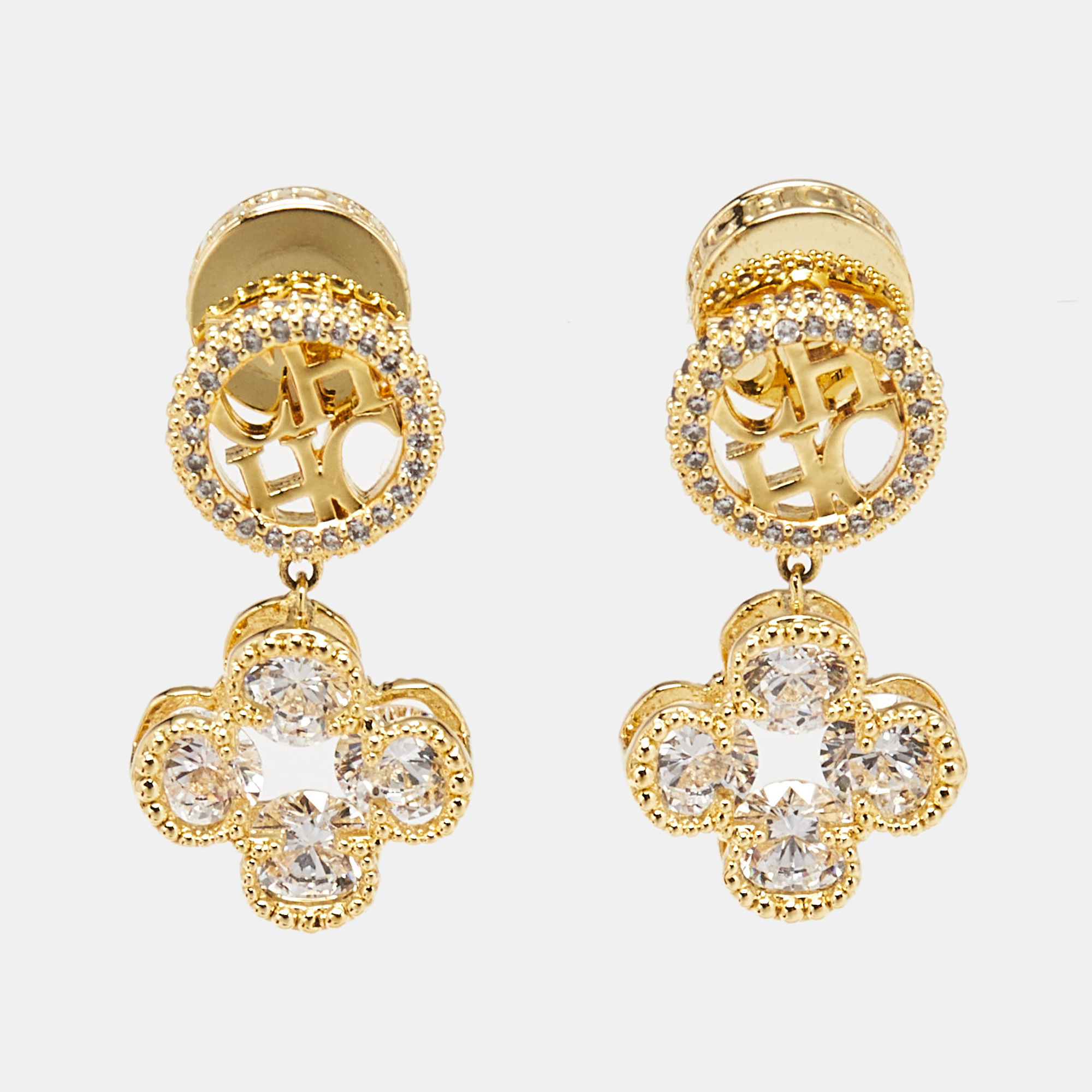 

Carolina Herrera Crystals Gold Tone Earrings