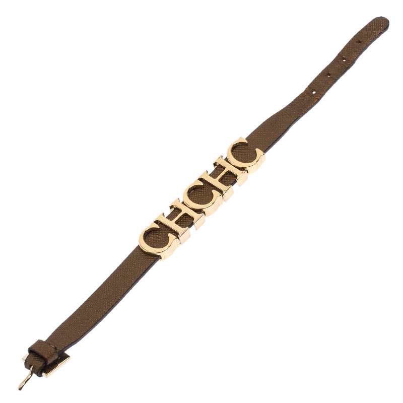 

Carolina Herrera Brown CH Logo Leather Bracelet