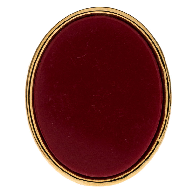 

Carolina Herrera Red Stone Gold Tone Cocktail Ring Size