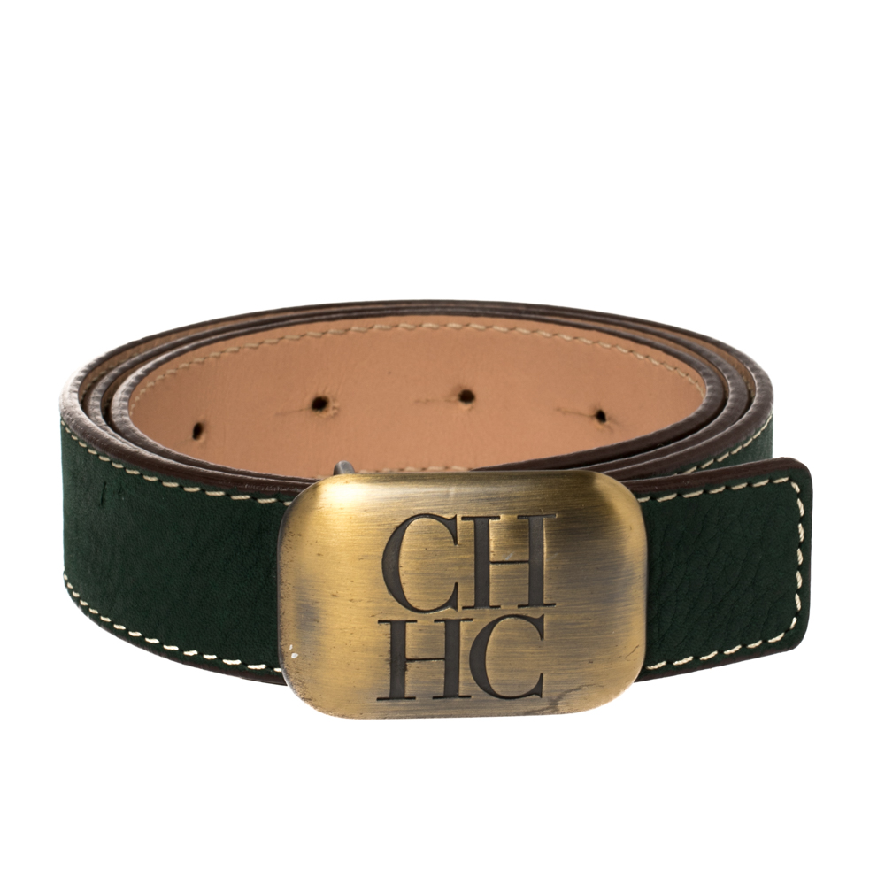 

Carolina Herrera Green Leather Buckle Belt