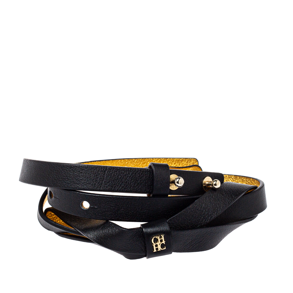 

Carolina Herrera Black Leather Bow Slim Belt