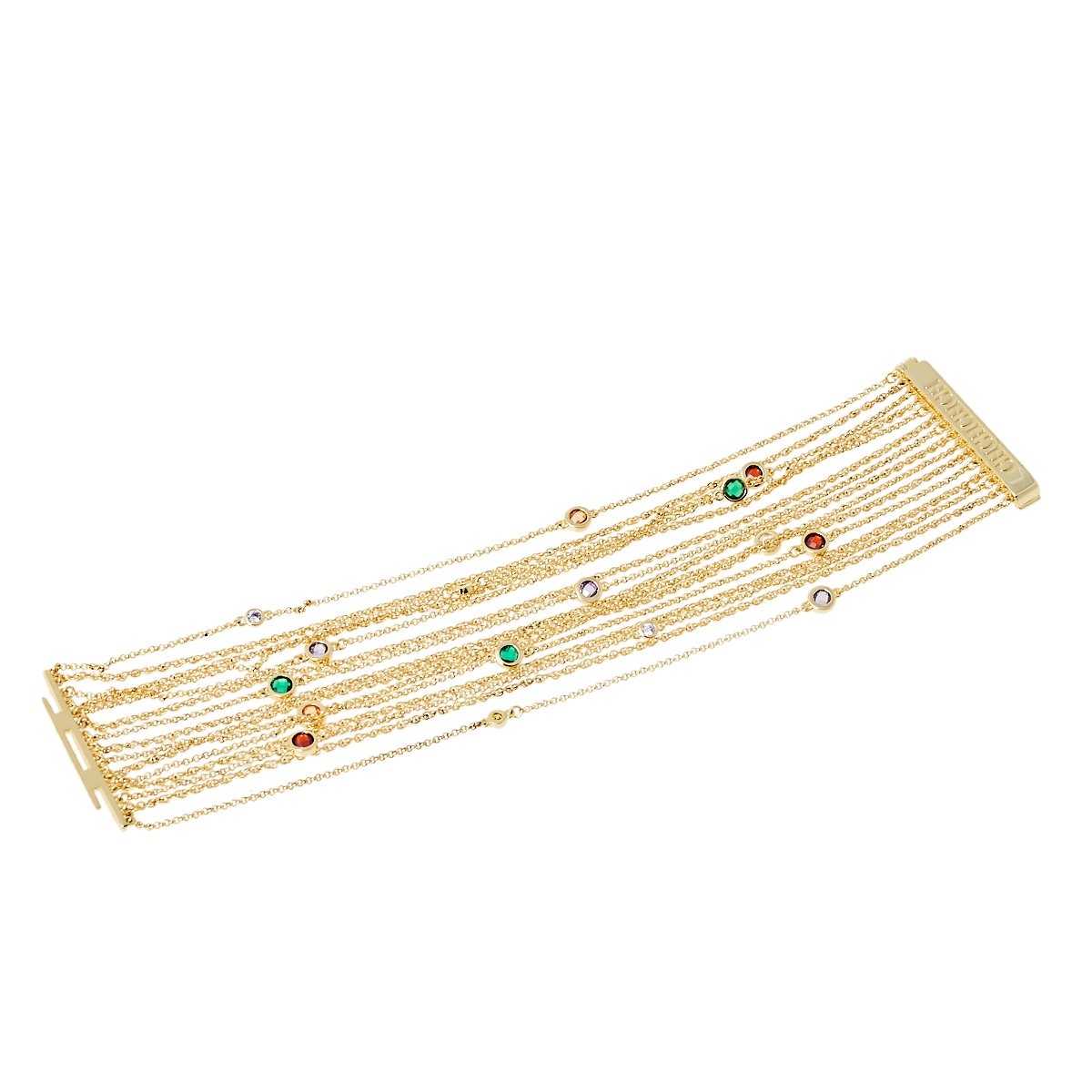 

Carolina Herrera Gold Tone Crystal Embedded Multi Strand Chain Bracelet