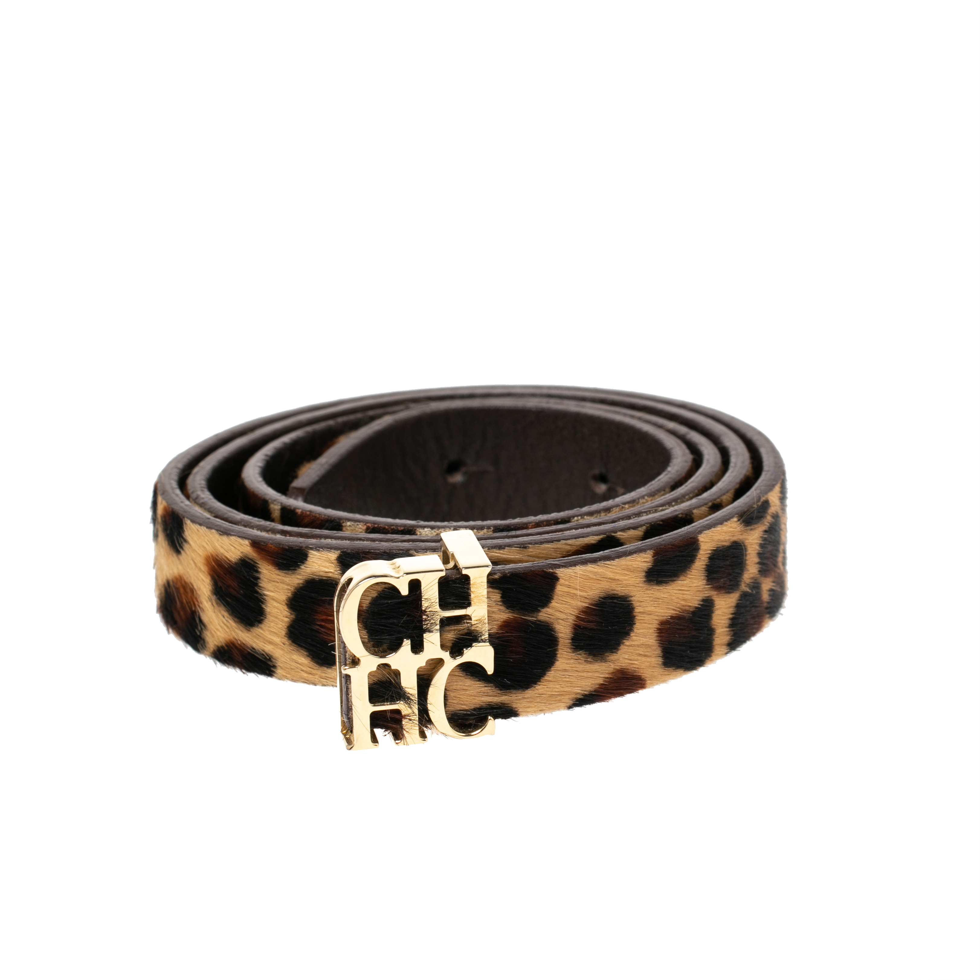 

Carolina Herrera Brown Animal Print Calf Hair Narrow Waist Belt