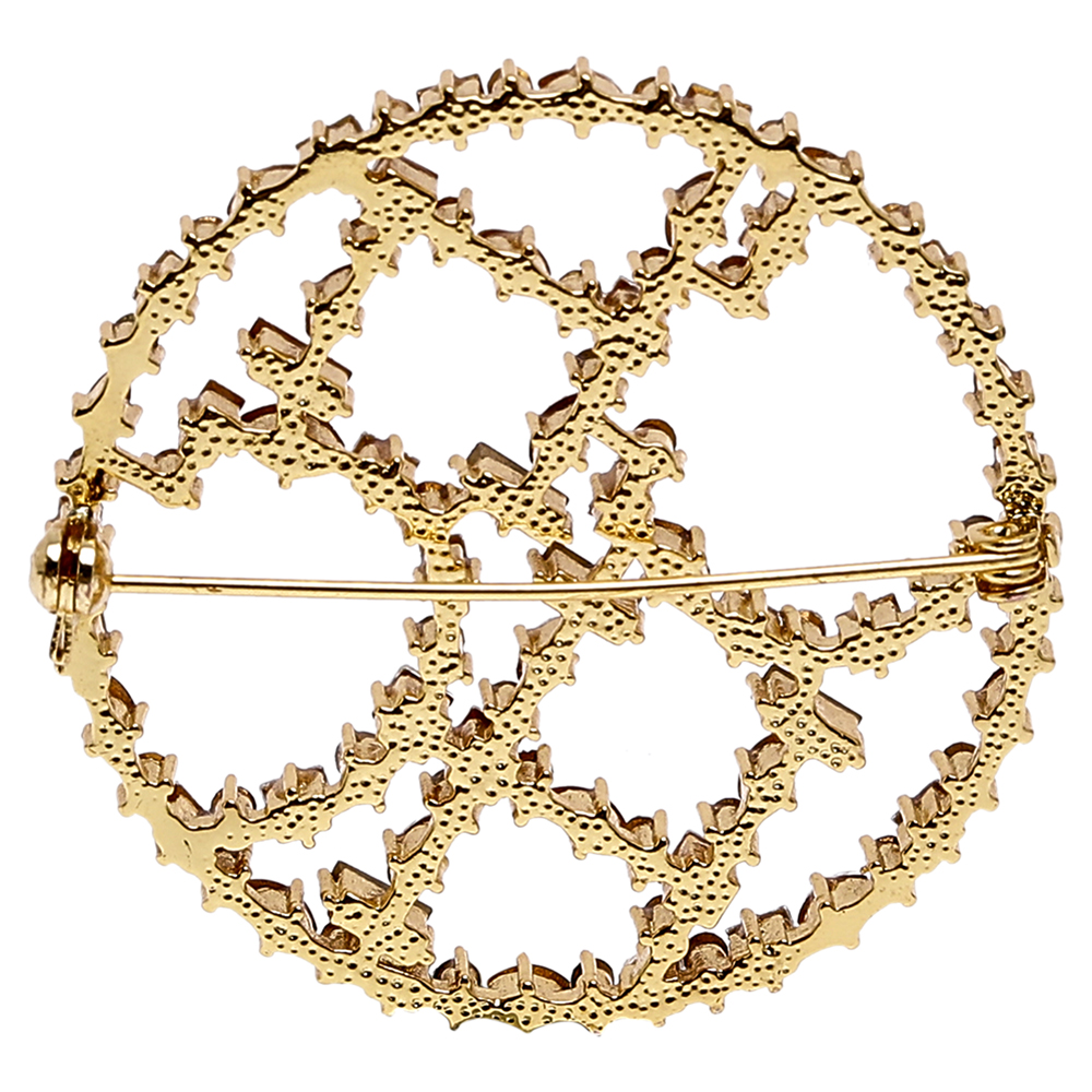 

Carolina Herrera Gold Plated Crystal Icons Pin Brooch