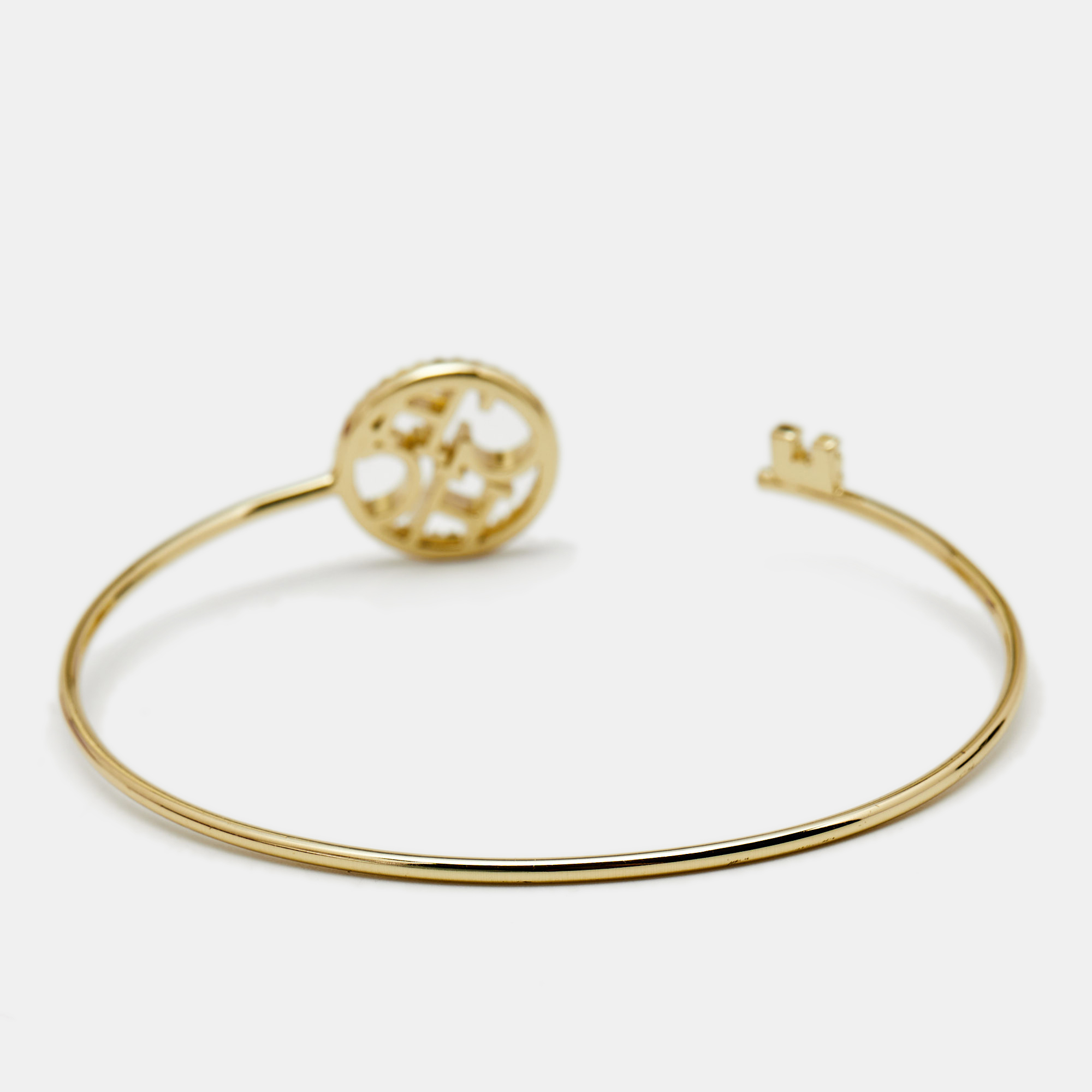 

Carolina Herrera CH Key Logo Crystals Gold Tone Open Cuff Bracelet