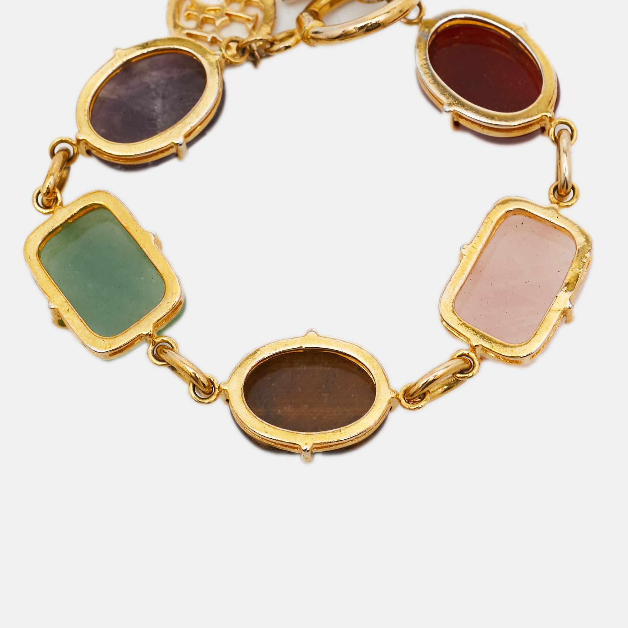 

Carolina Herrera CH Multicolored Gemstones Gold Tone Bracelet