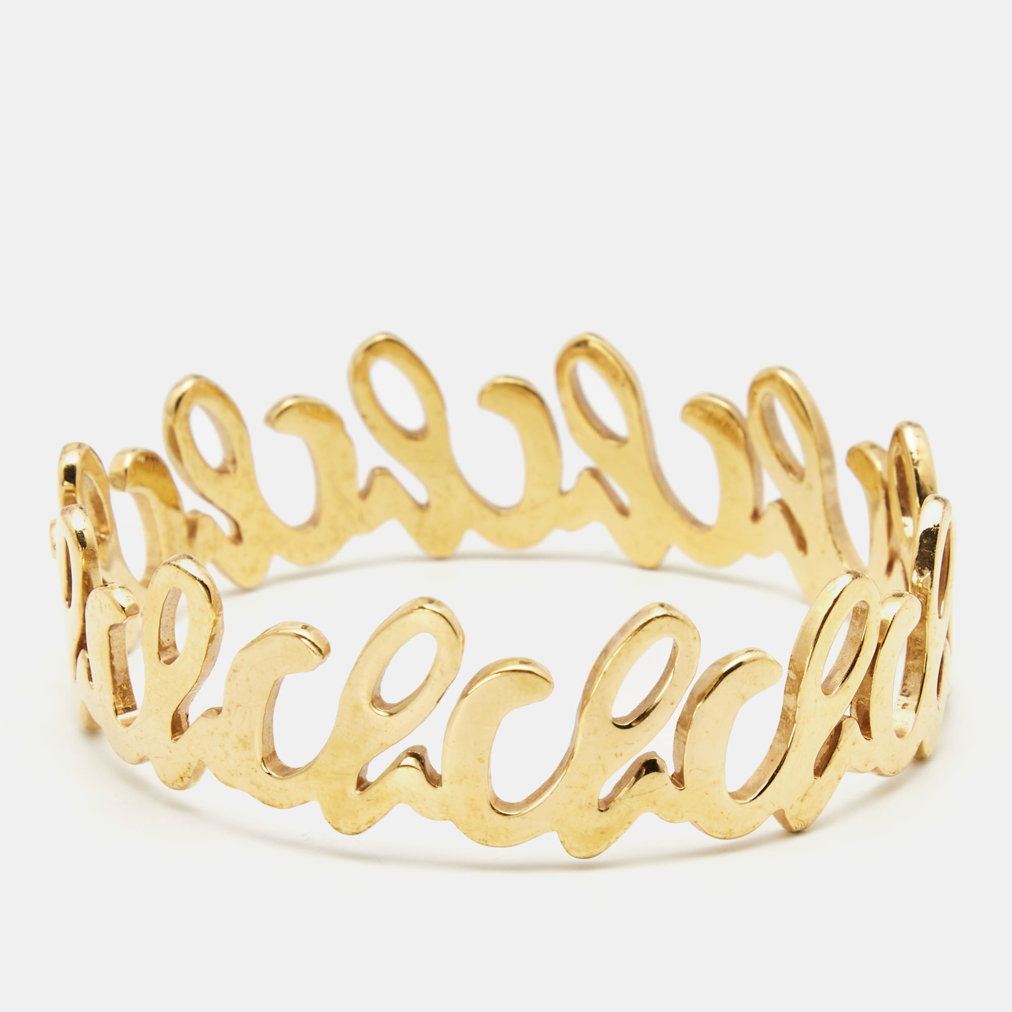 

Carolina Herrera Gold Tone Logo Bangle Bracelet