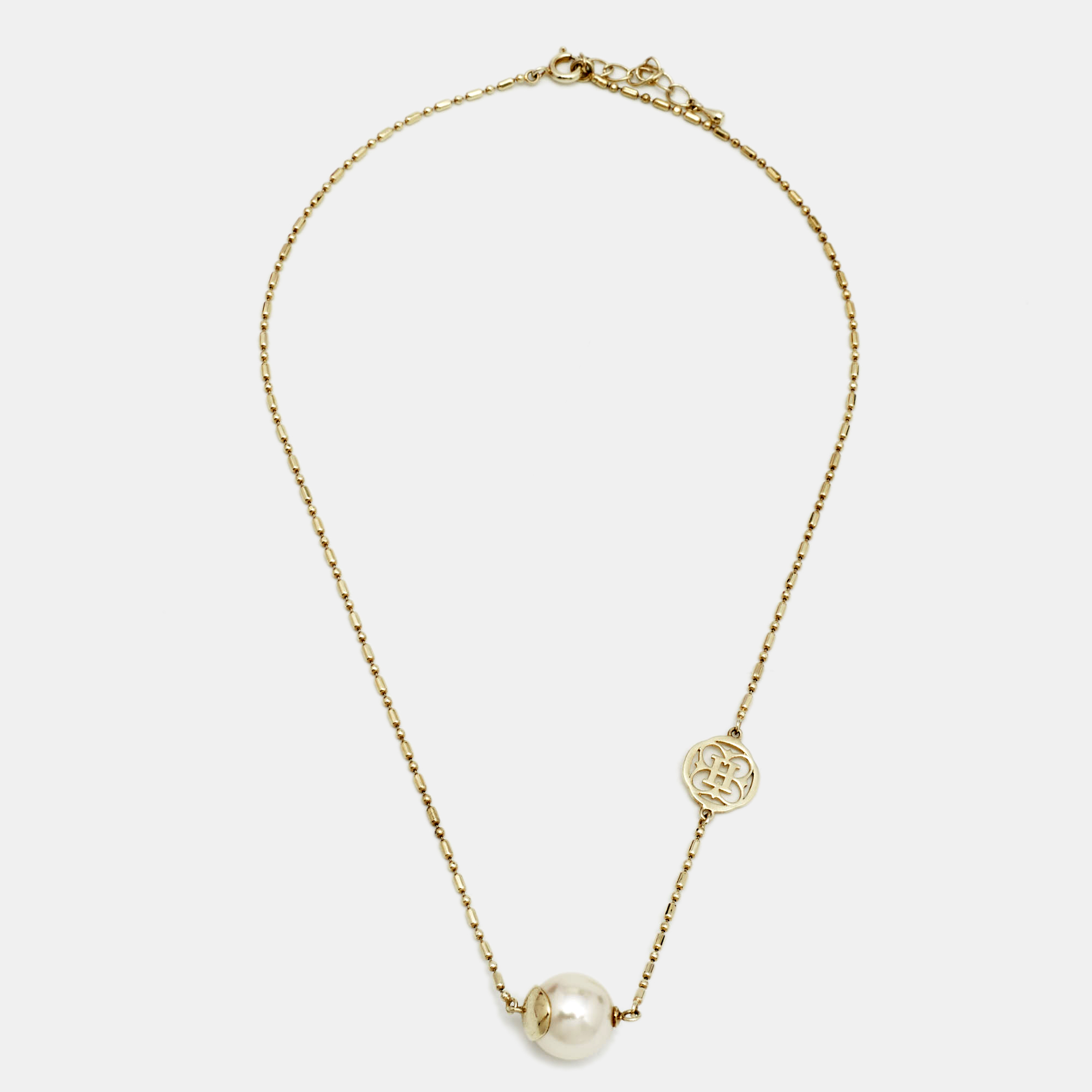 

CH Carolina Herrera Faux Pearl Gold Tone Station Necklace