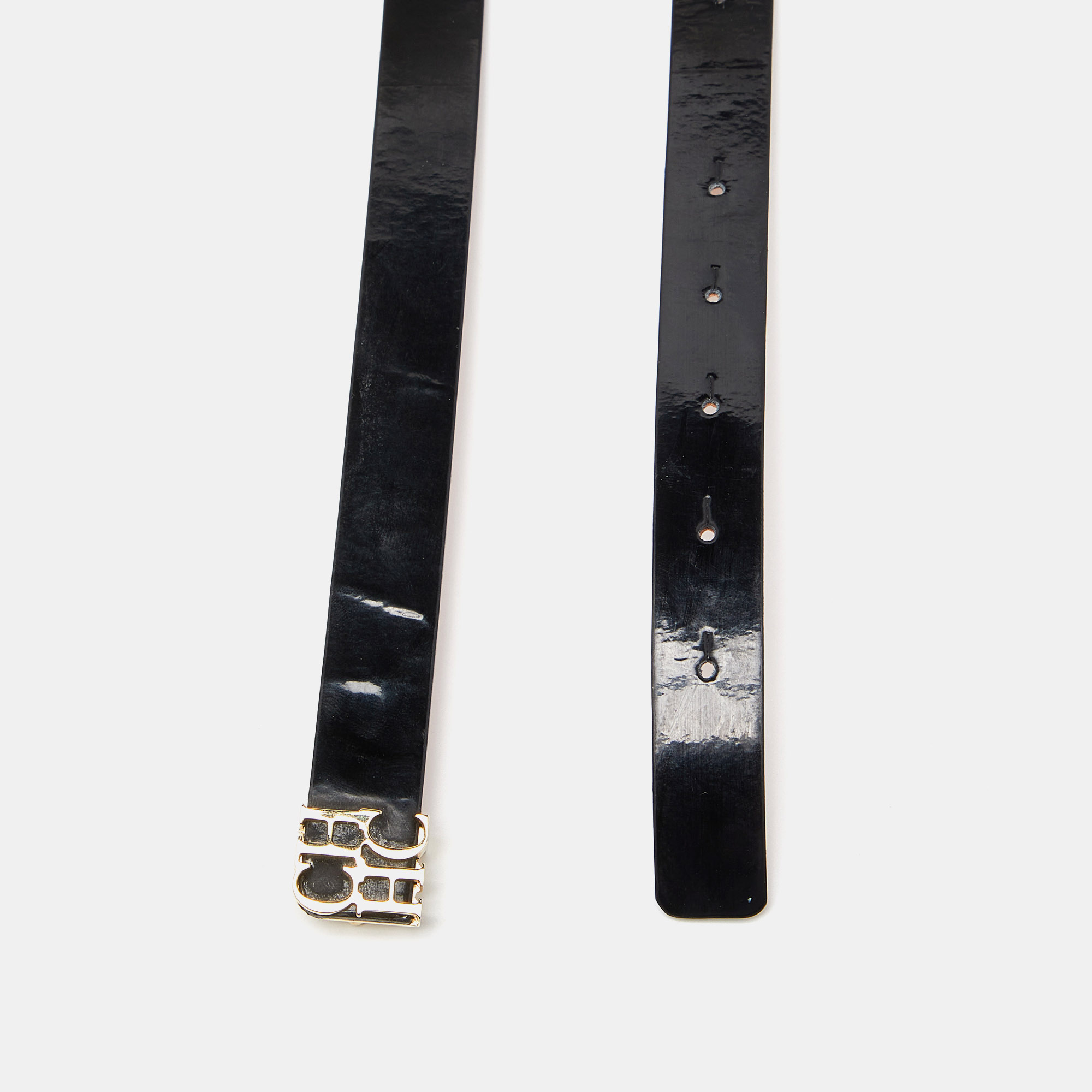 

Carolina Herrera Black Leather CHHC Logo Waist Belt
