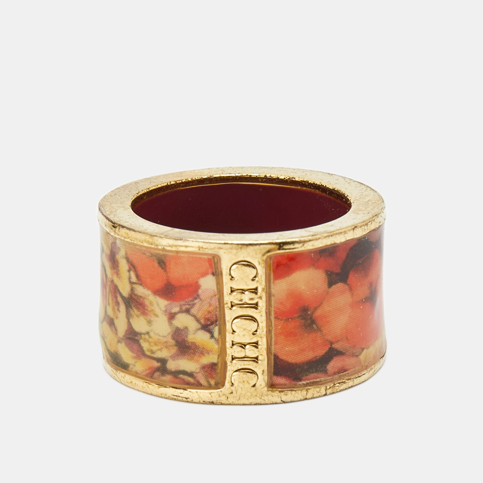 

Carolina Herrera CH Enamel Gold Tone Ring Size