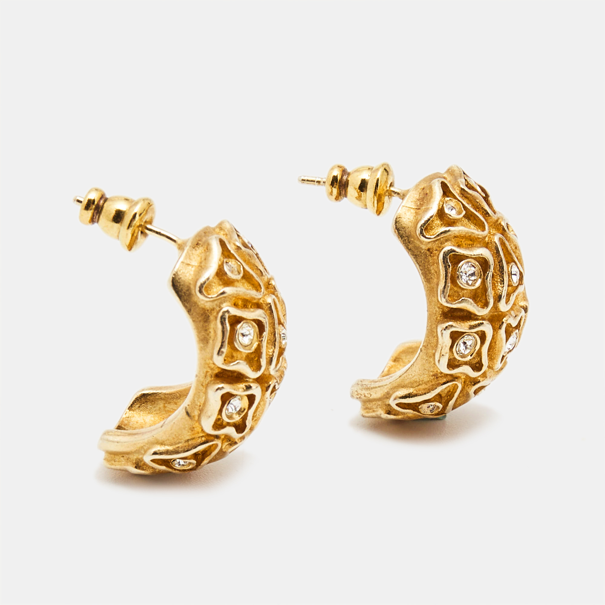 

Carolina Herrera Crystal Textured Gold Tone Earrings