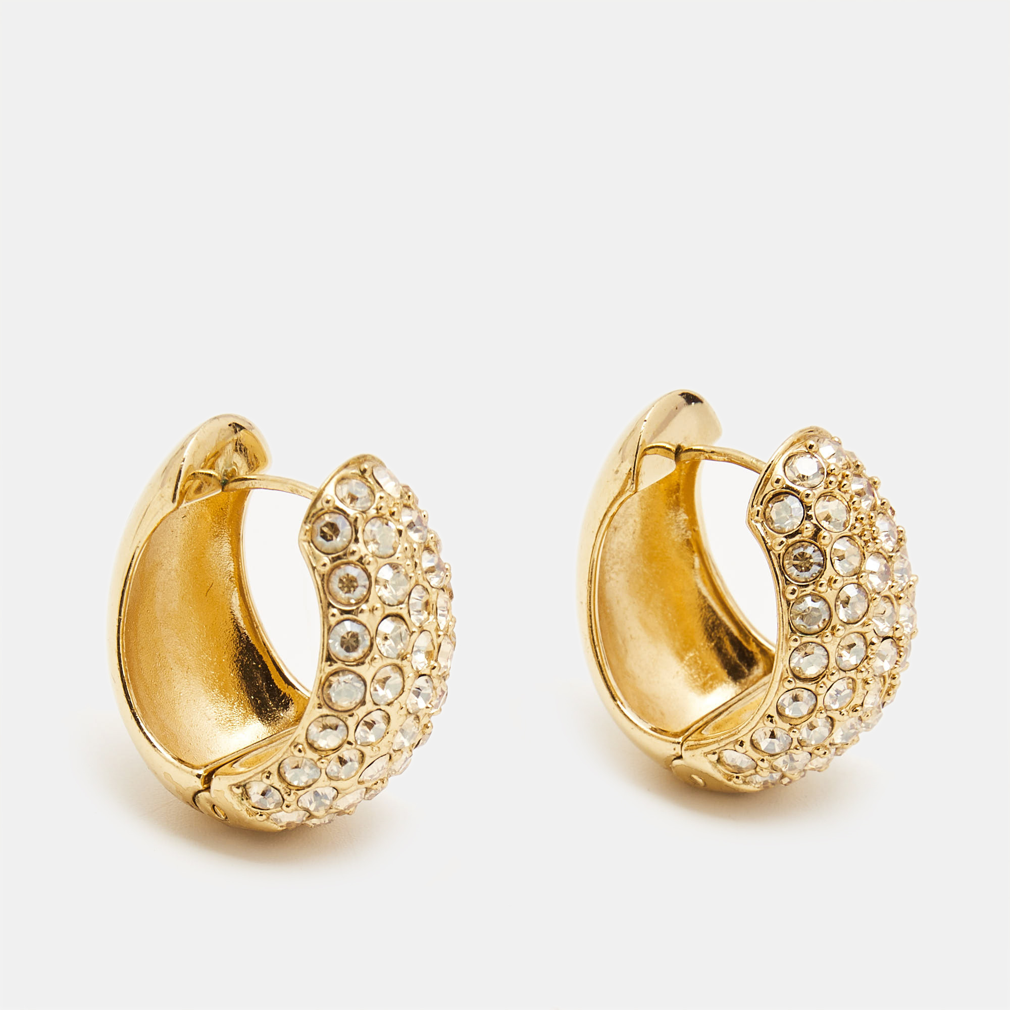 

Carolina Herrera Crystal Studded Gold Tone Hoop Earrings