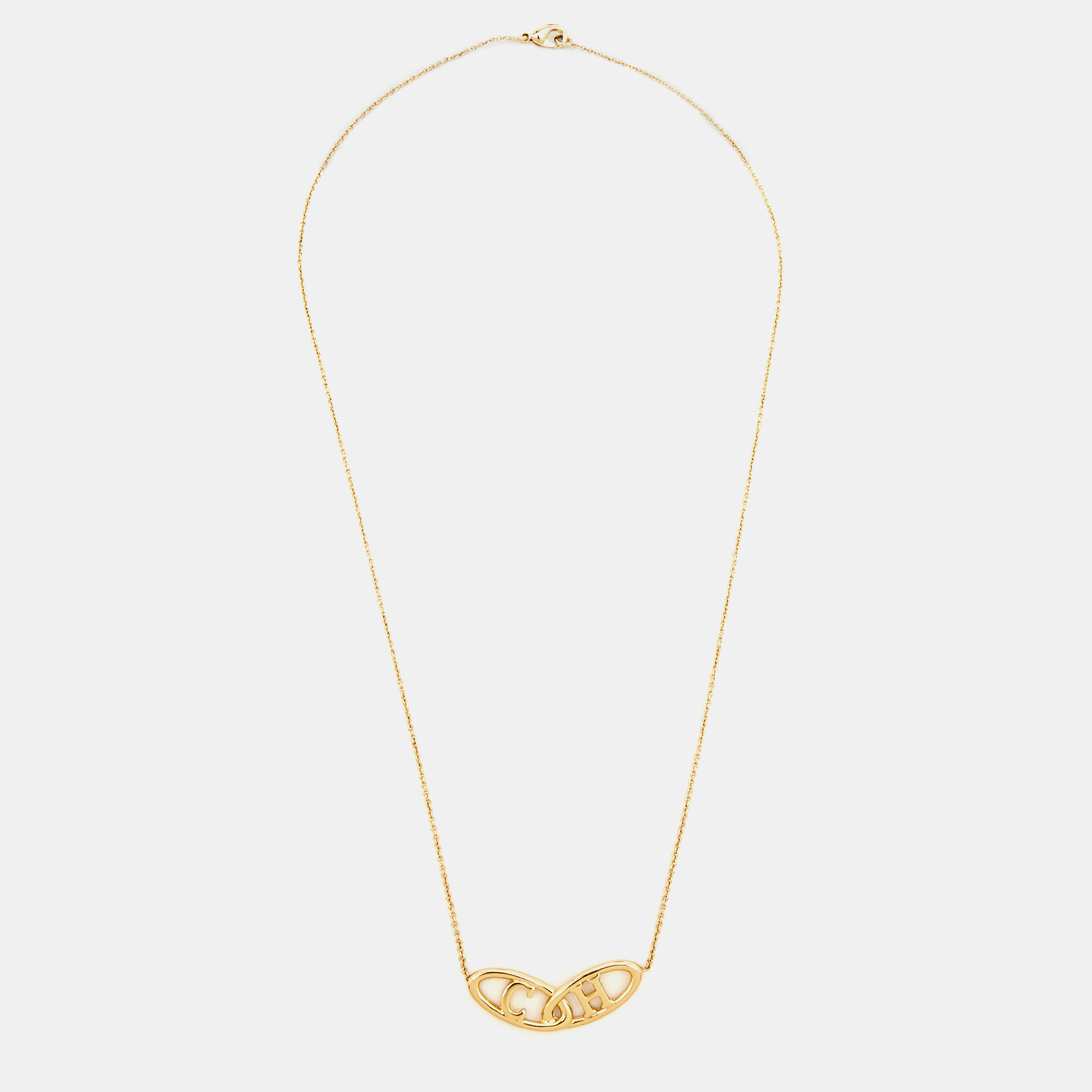 

Carolina Herrera CH Gold Tone Logo Pendant Necklace