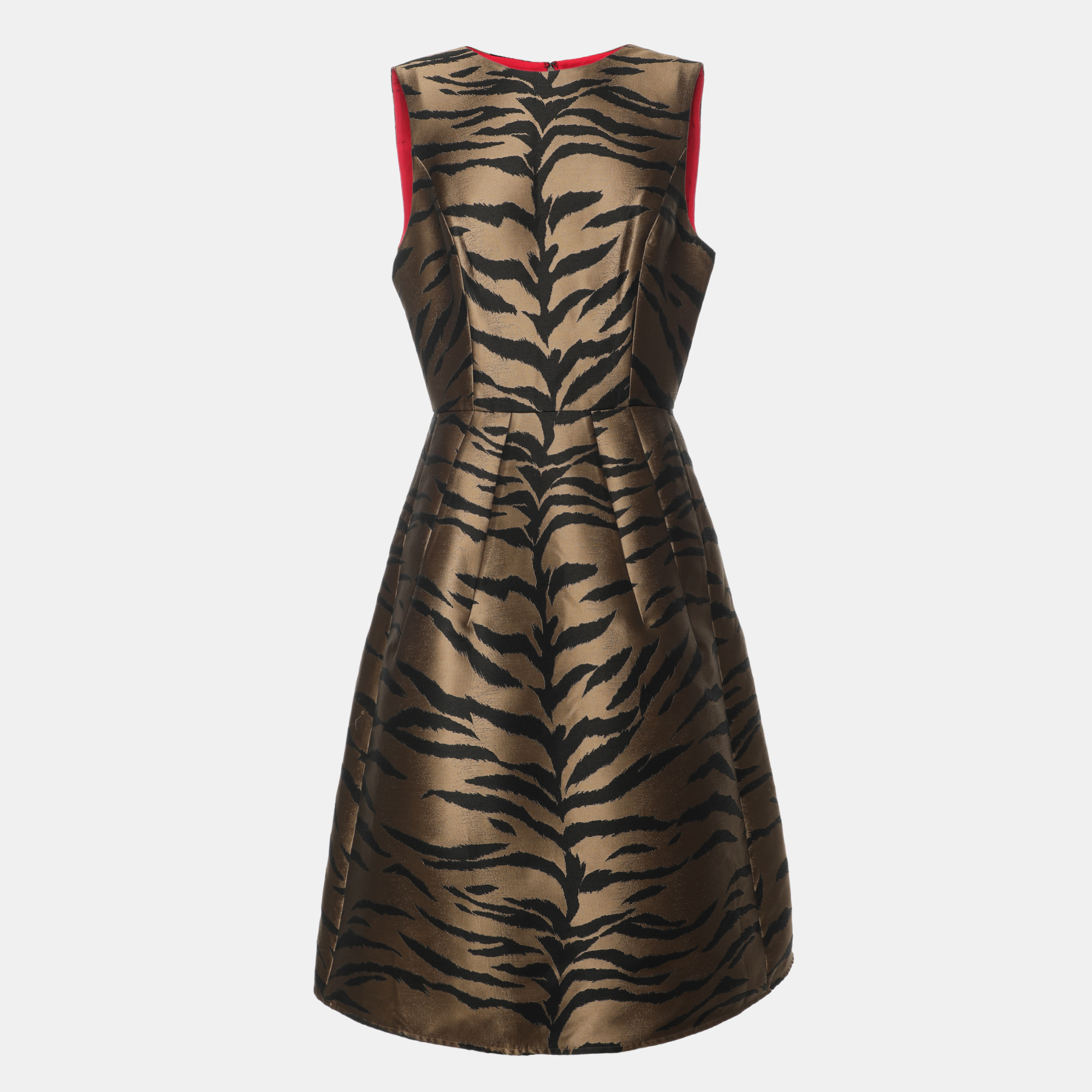 

Carolina Herrera Brown/Black Animal Print Jacquard Midi Dress L