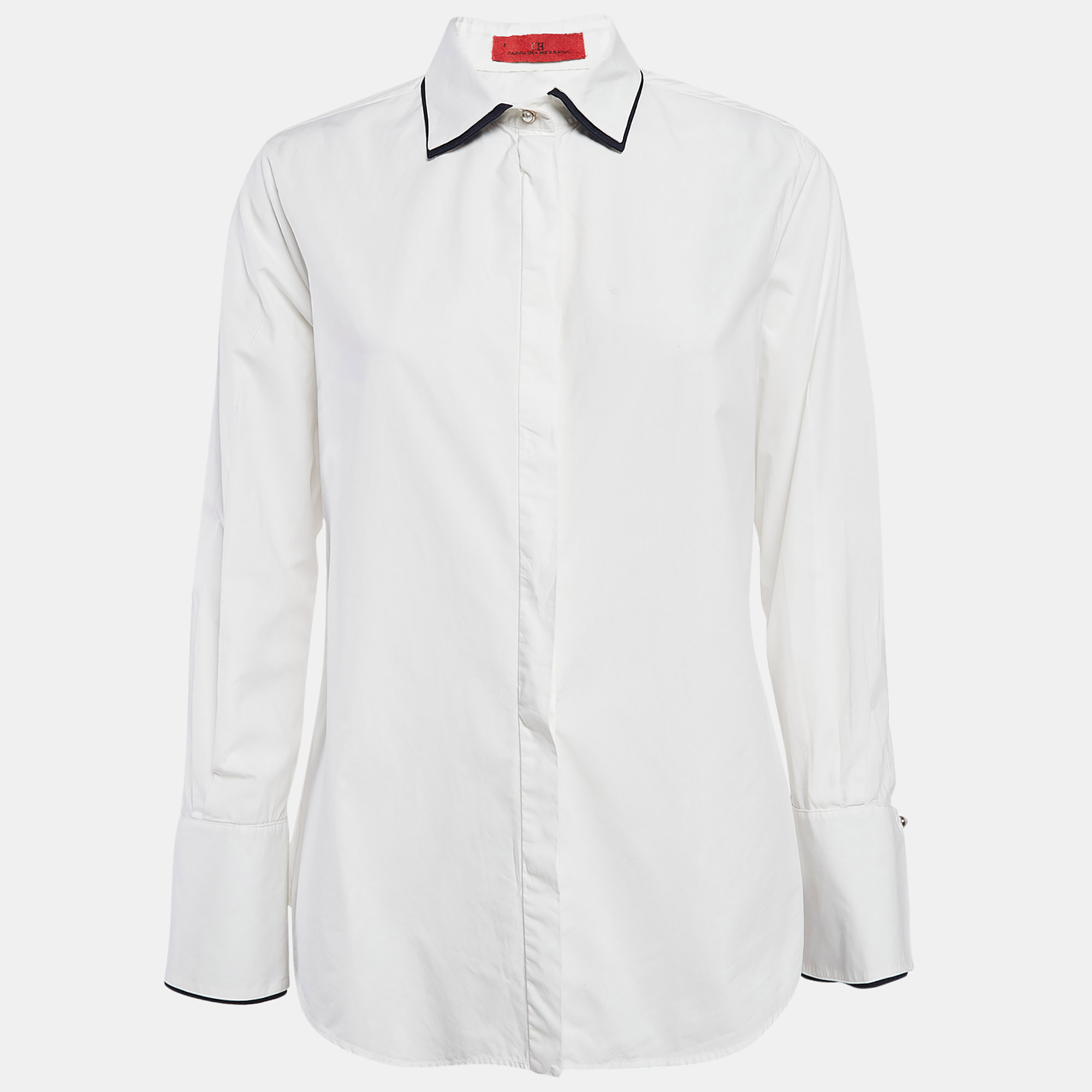 

Carolina Herrera White Cotton Button Front Long Sleeve Shirt M