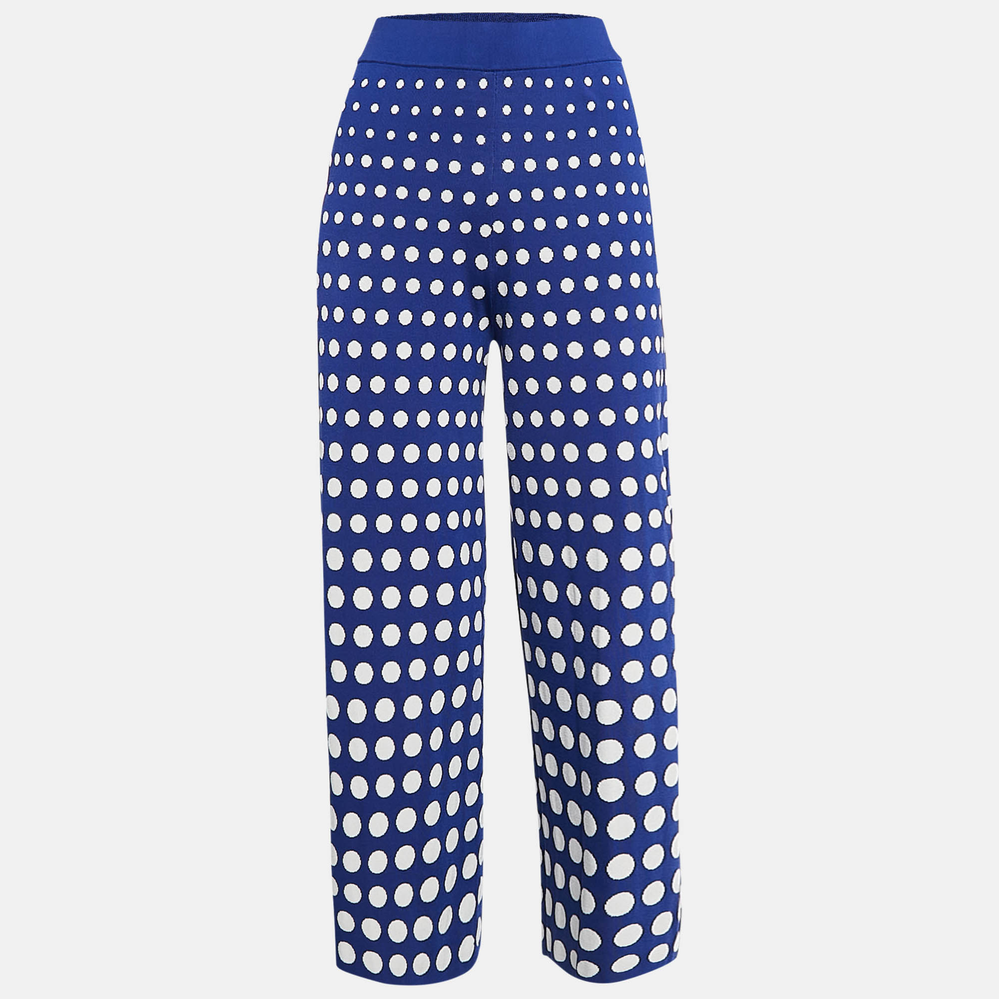 

Carolina Herrera Blue Dots Knit Flared Pants S