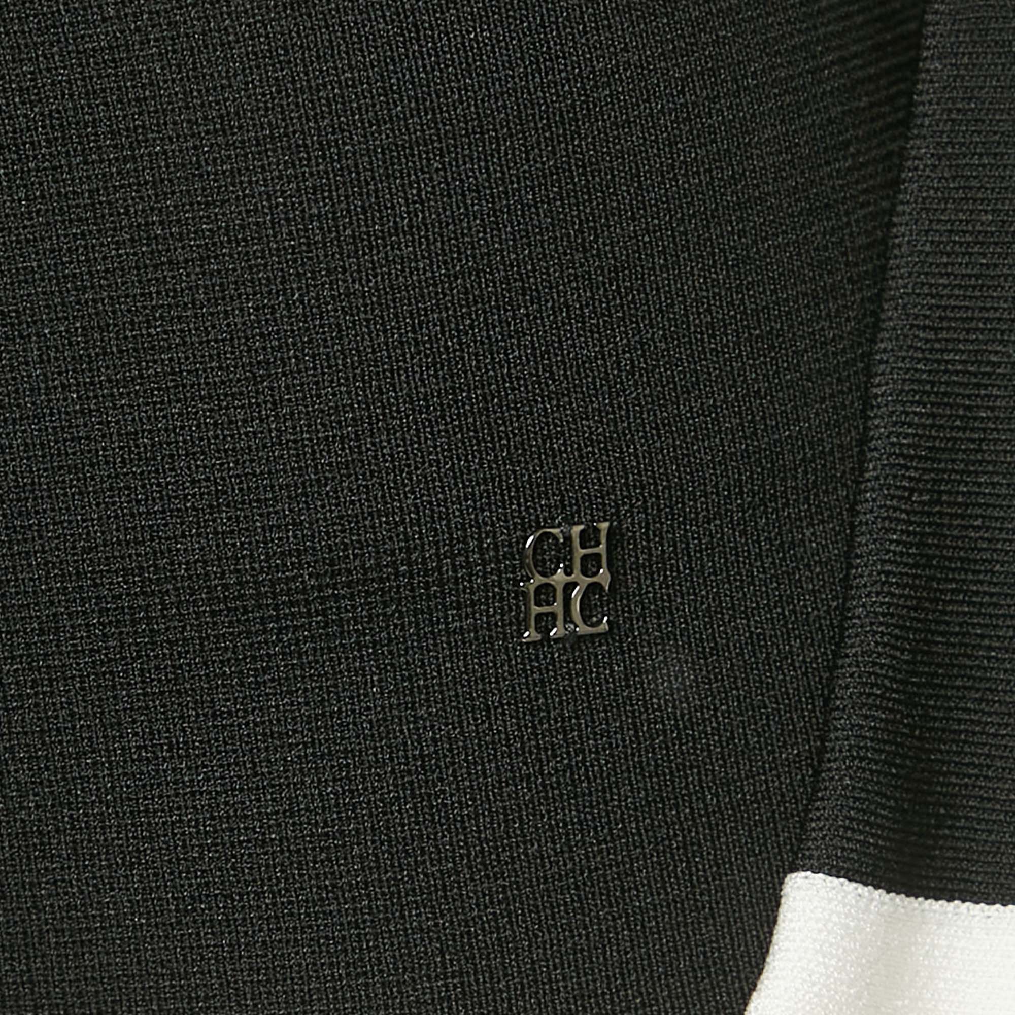 Carolina Herrera Black Stretch Knit Bell Sleeve Top XS 