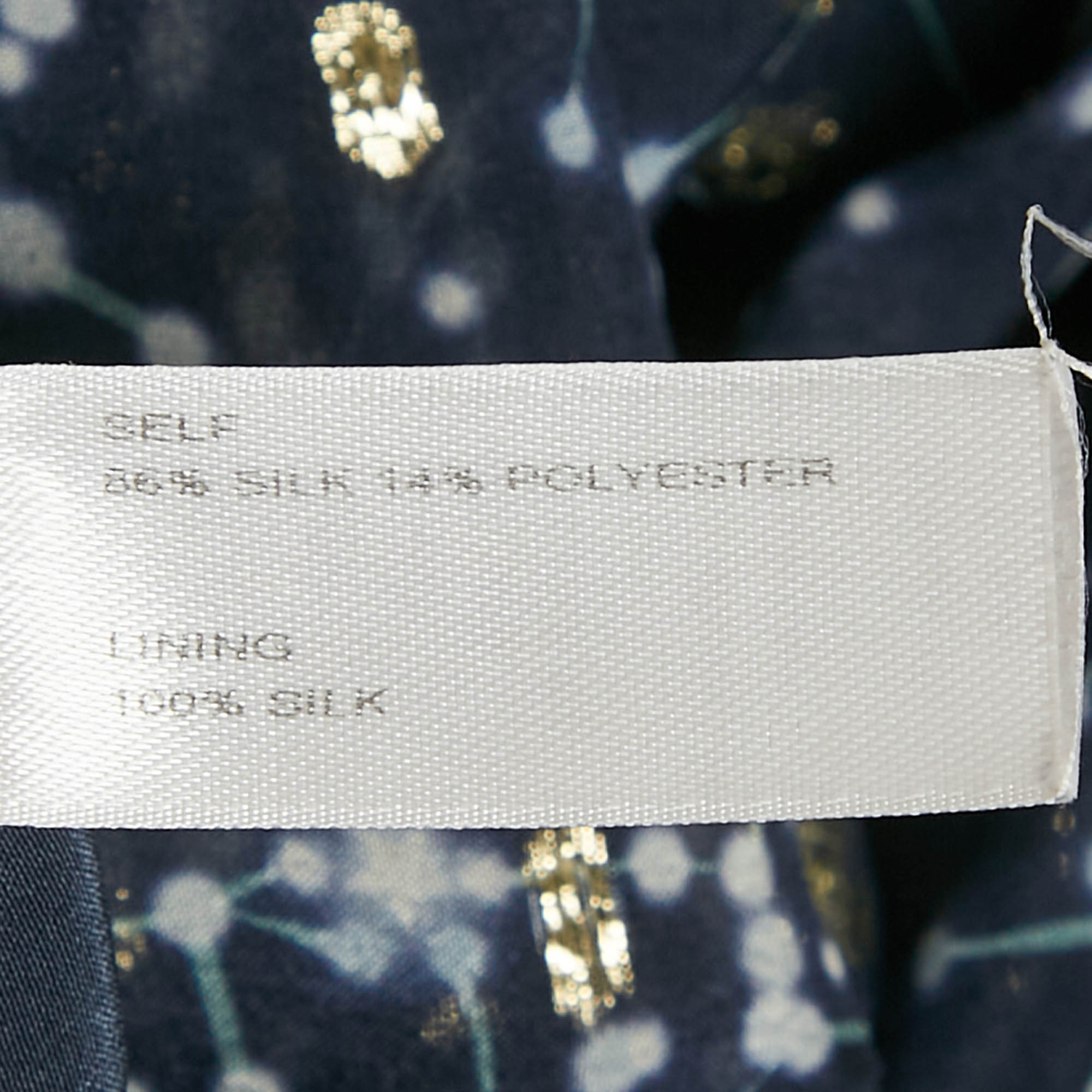 Carolina Herrera Navy Blue Printed Lurex Silk Maxi Dress M 