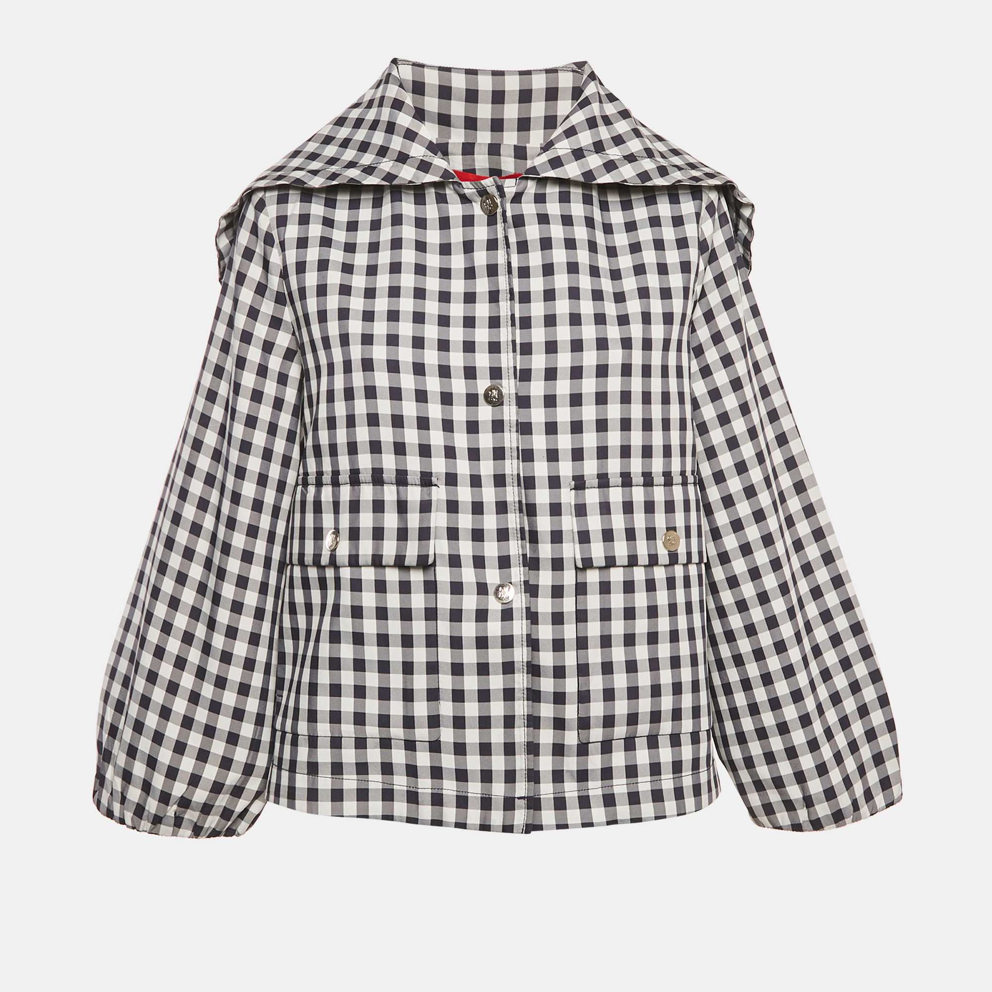 

Carolina Herrera Blue Plaid Synthetic Button Front Jacket L