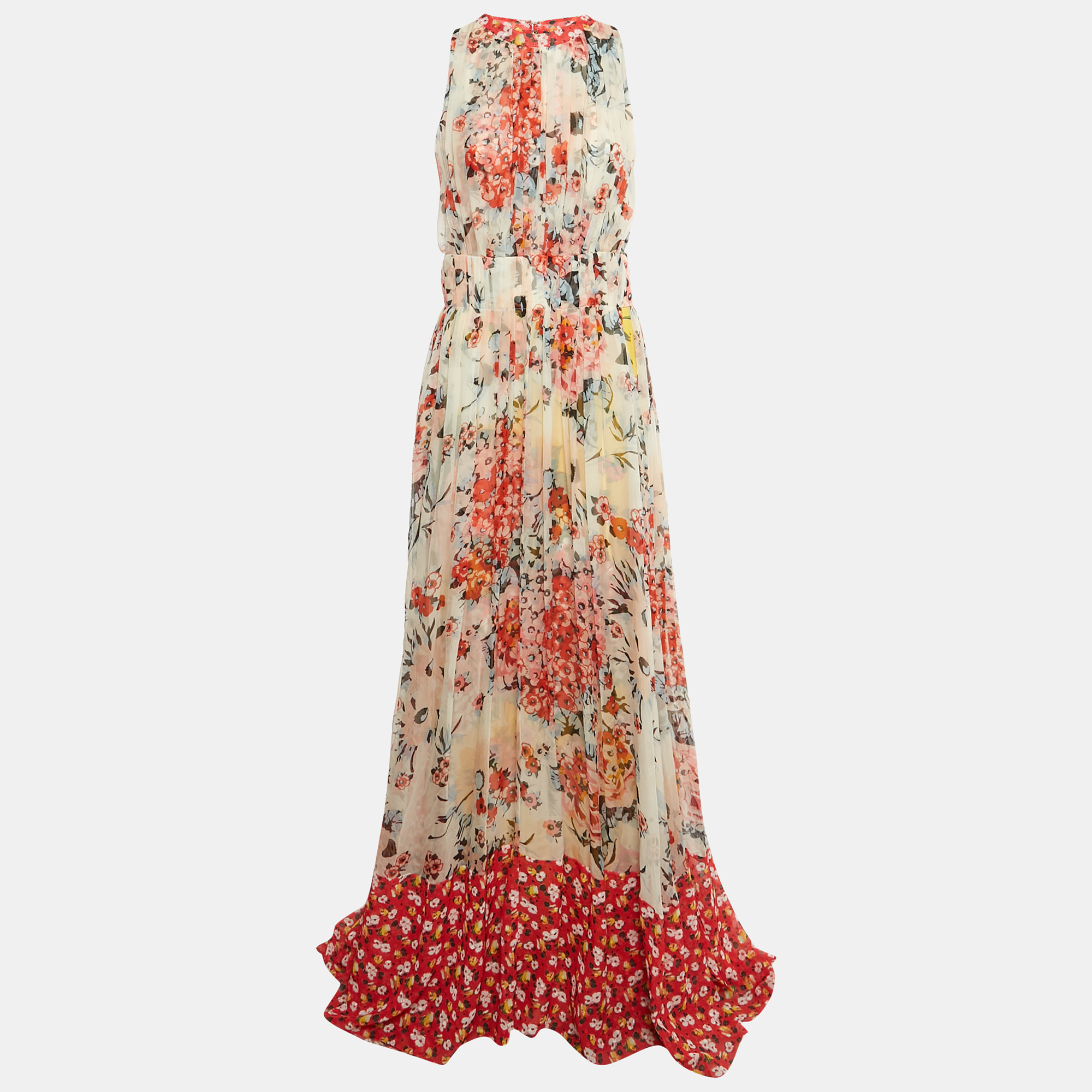 

Carolina Herrera Multicolor Floral Print Silk Long Dress M