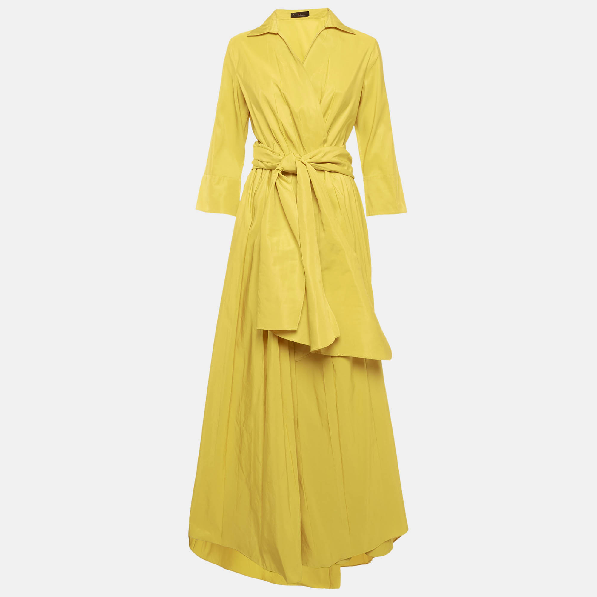 

CH Carolina Herrera Yellow Synthetic Pleated Maxi Wrap Dress L