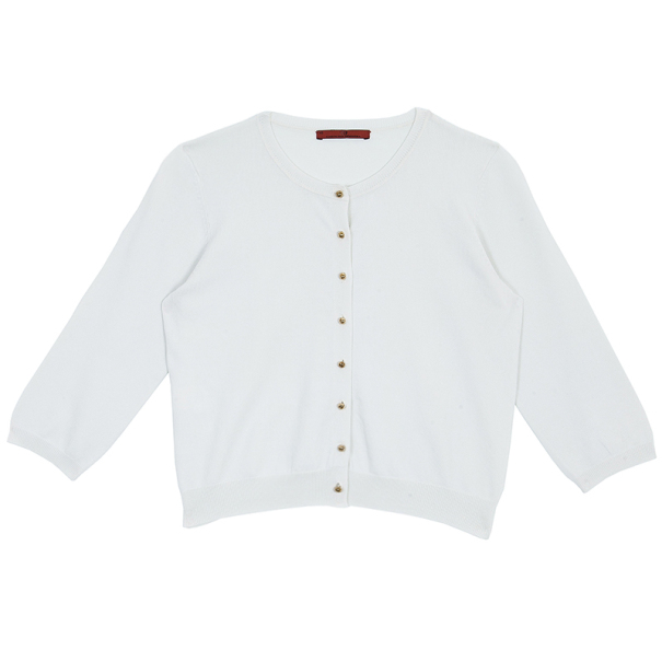 Pre Owned Carolina Herrera White Knit Cardigan XS