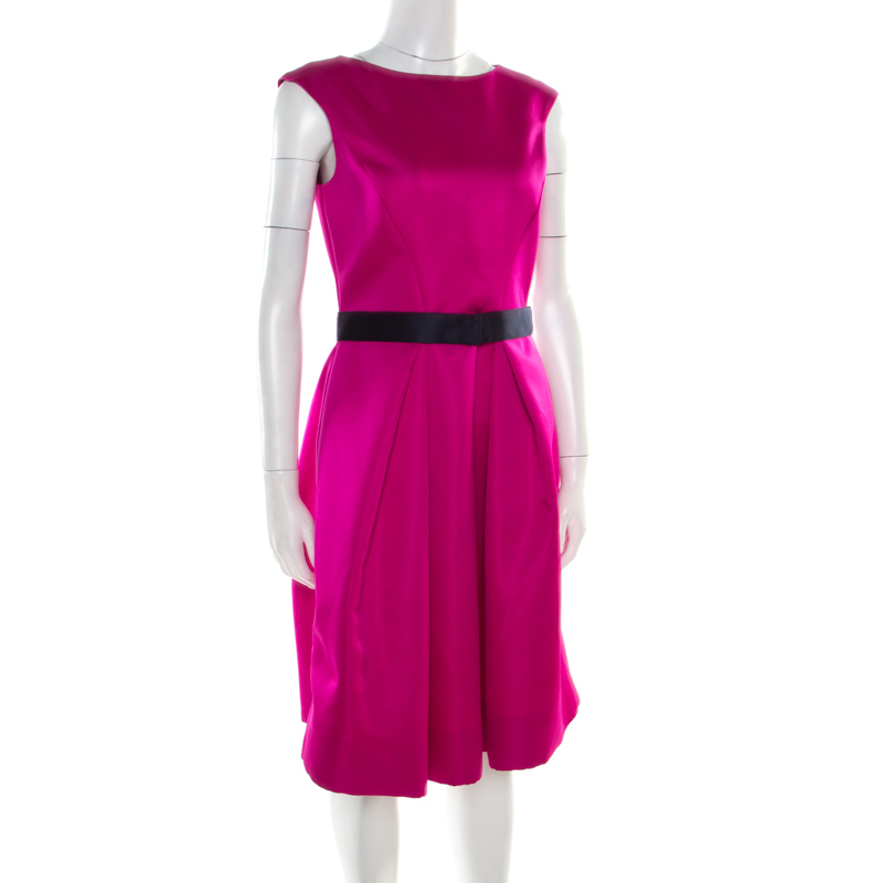 

Carolina Herrera Fuchsia Sleeveless Belted Fit and Flare Dress, Pink