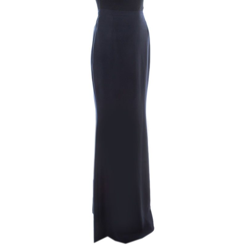 

CH Carolina Herrera Navy Blue Crepe Maxi Skirt