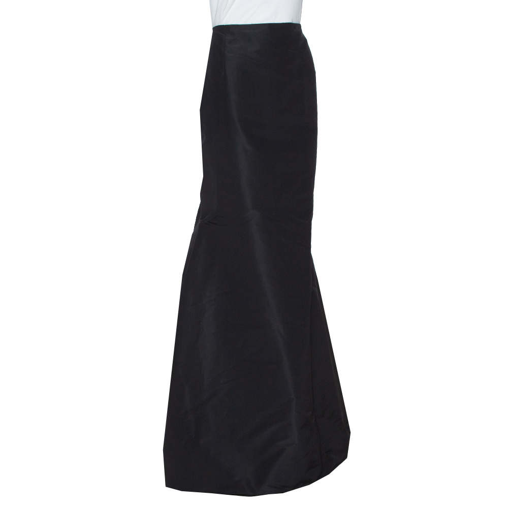

Carolina Herrera Black Silk Fit & Flare Long Skirt
