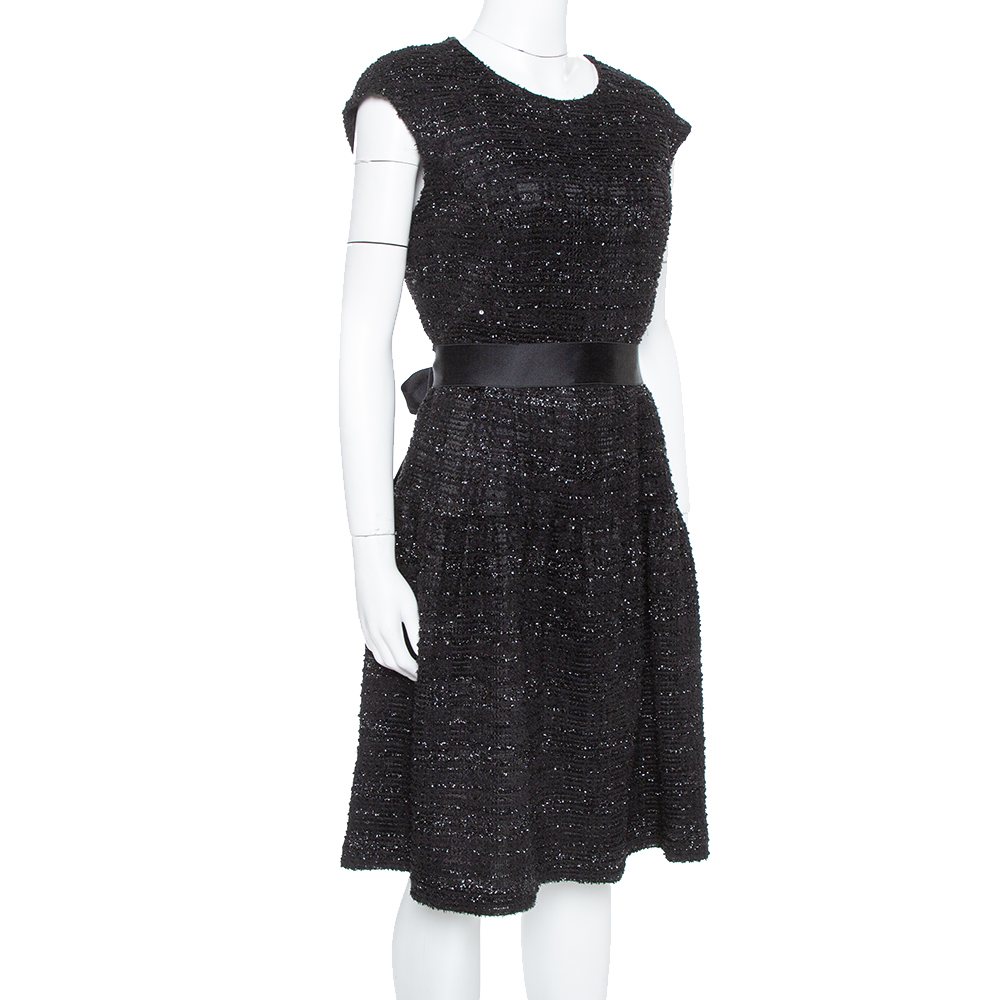 

Carolina Herrera Black Sequin & Tinsel Accented Midi Dress