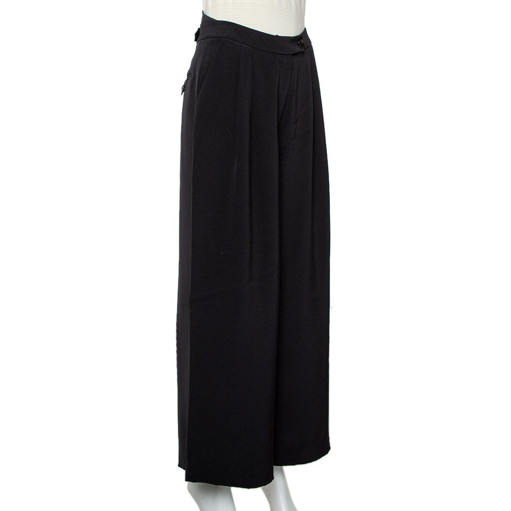 

Carolina Herrera Black Crepe Pleated Palazzo Pants