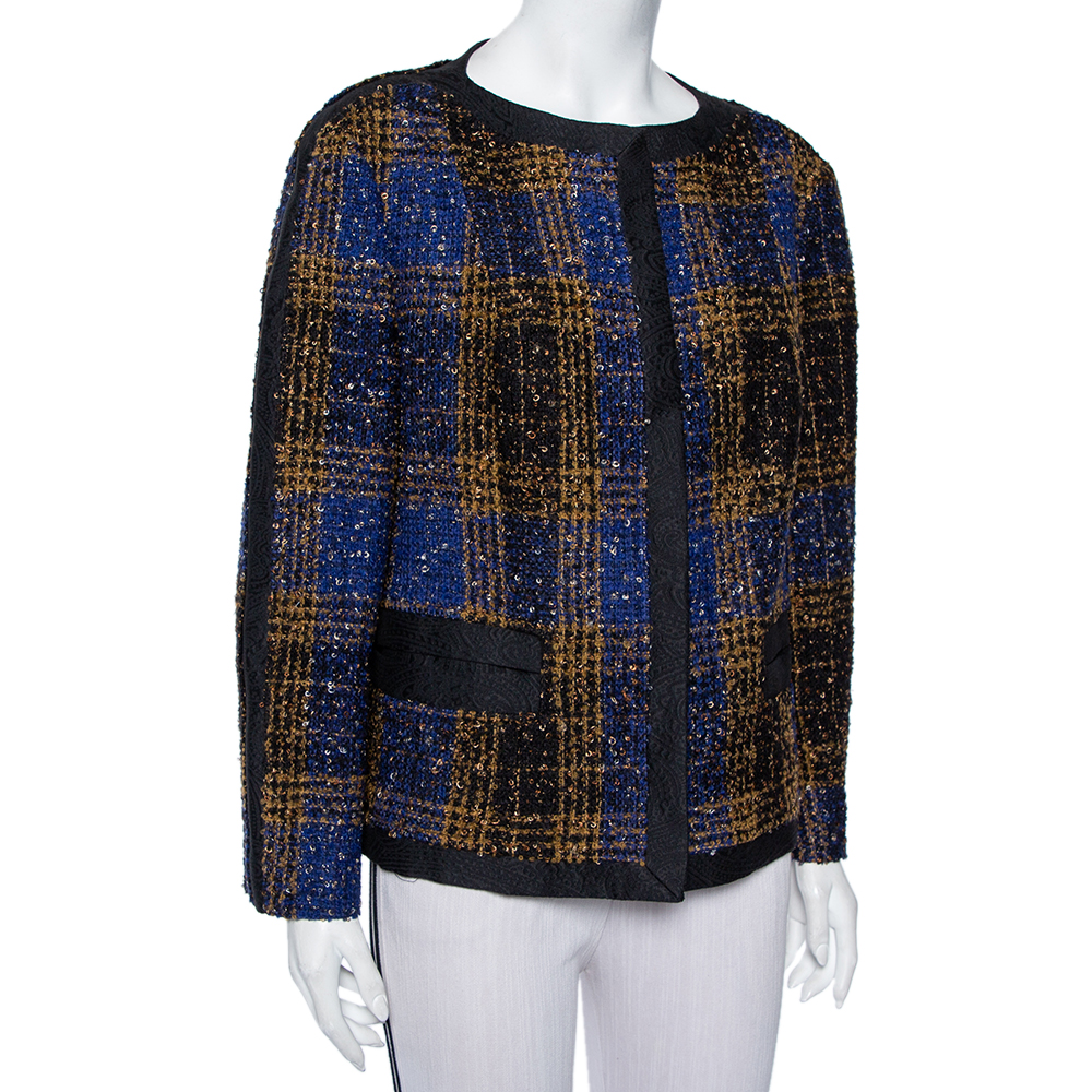 

Carolina Herrera Multicolor Tweed Button Front Jacket
