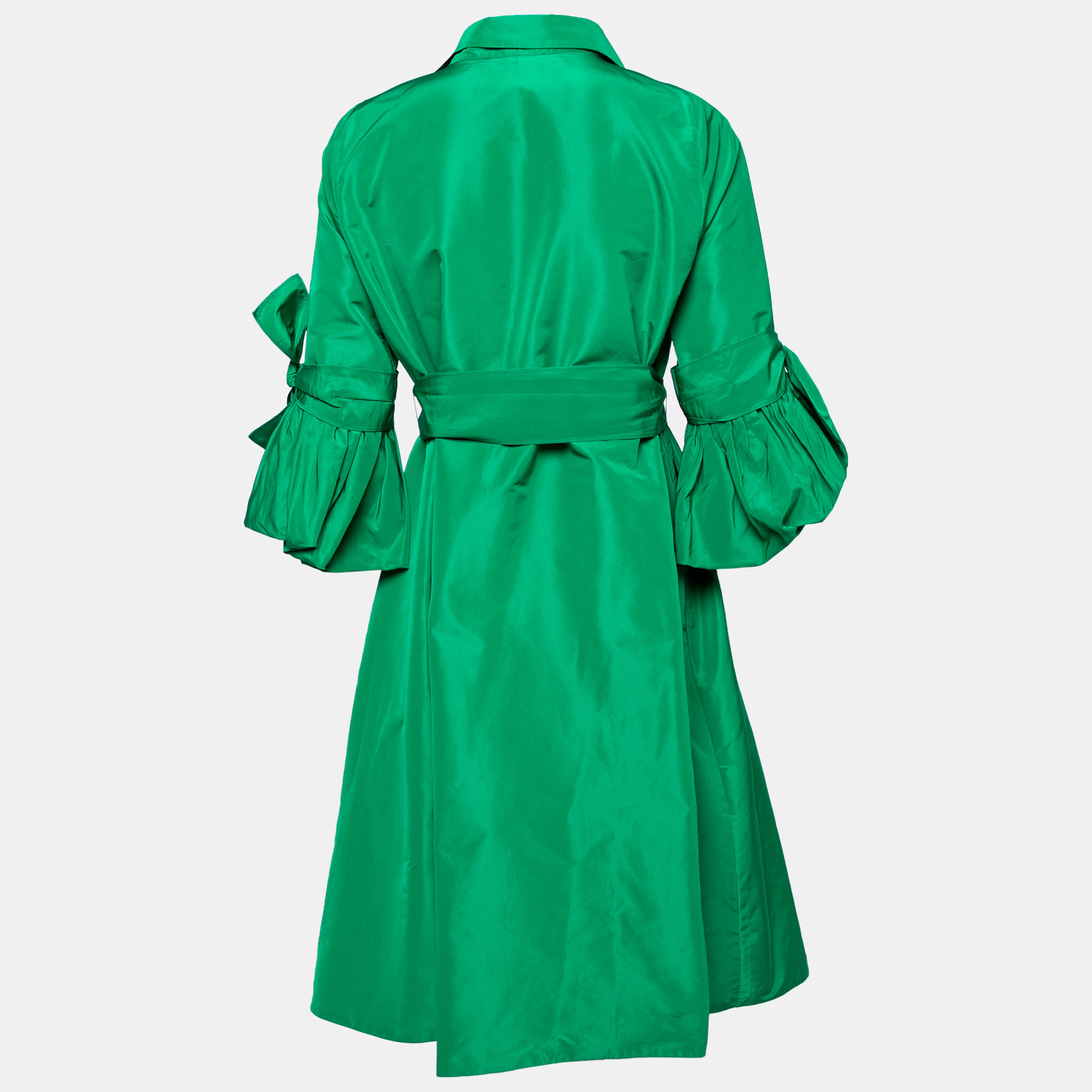 

CH Carolina Herrera Green Taffeta Belted Shirt Dress