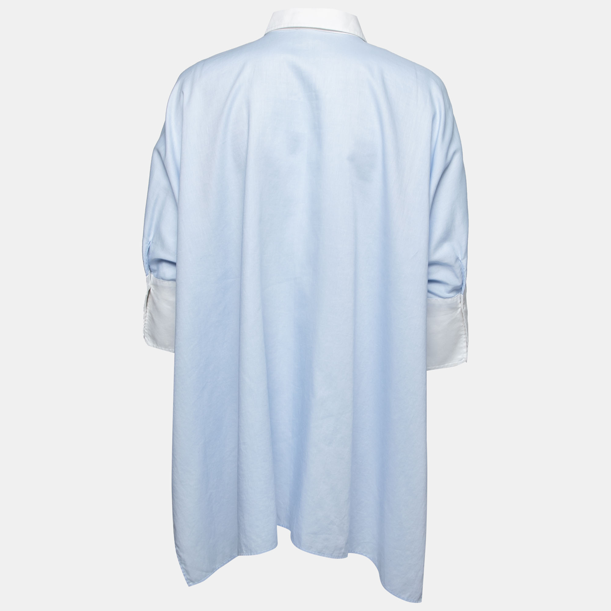 

CH Carolina Herrera Blue Cotton Button Front Oversized Shirt