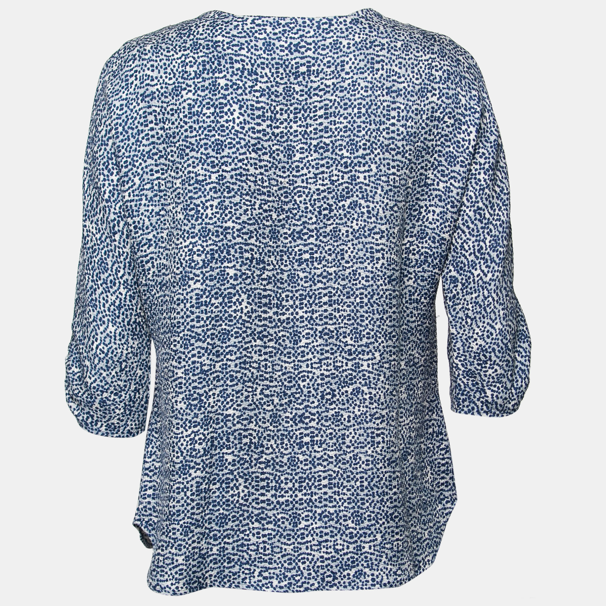 

CH Carolina Herrera Blue Printed Crinkled Silk Blouse