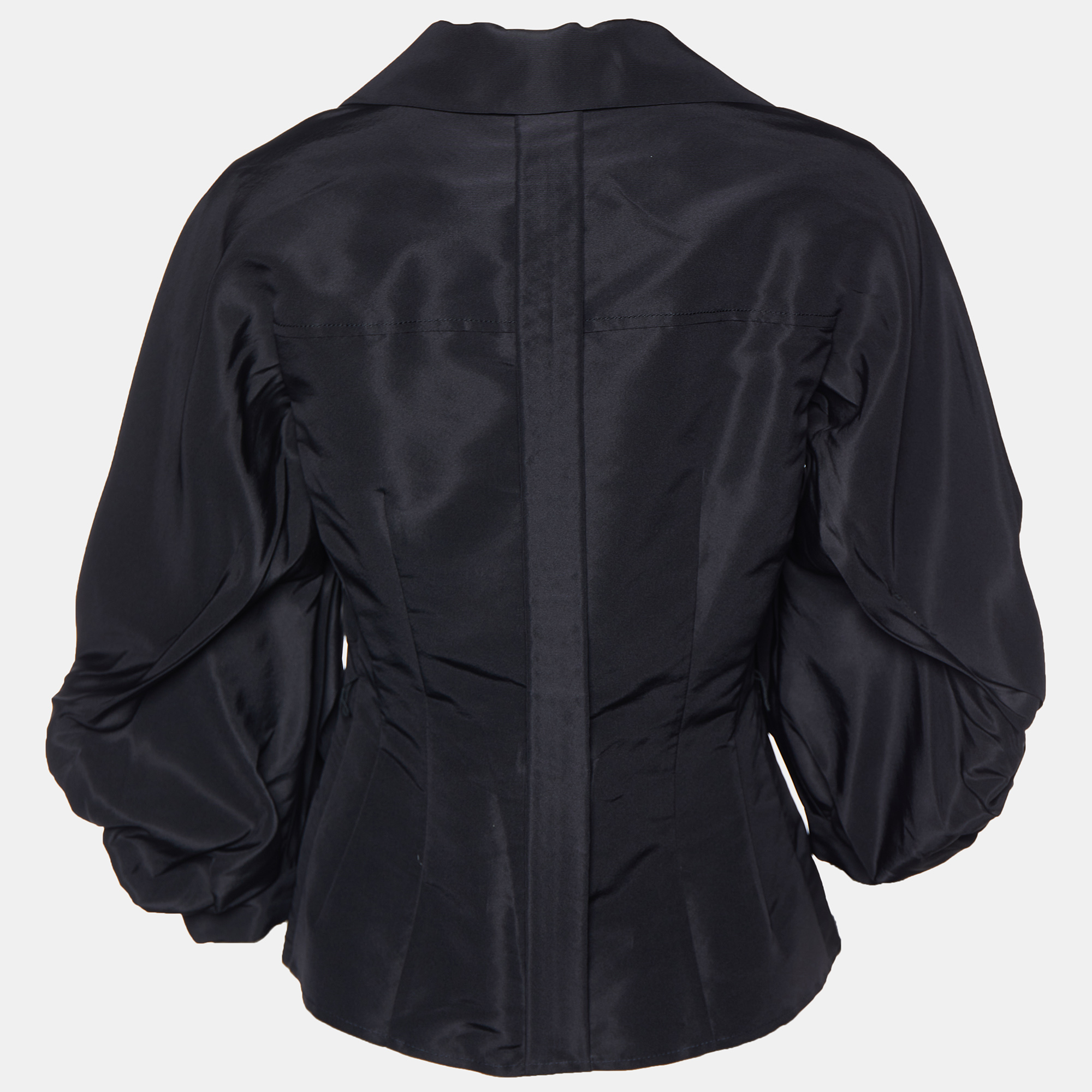 

Carolina Herrera Black Silk Oversized Sleeve Detail Shirt