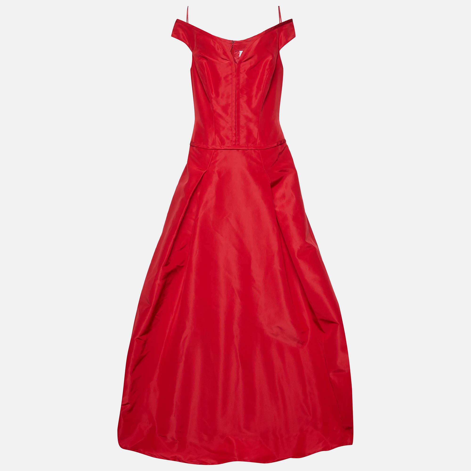 

Carolina Herrera Red Silk Off-The-Shoulder Gown